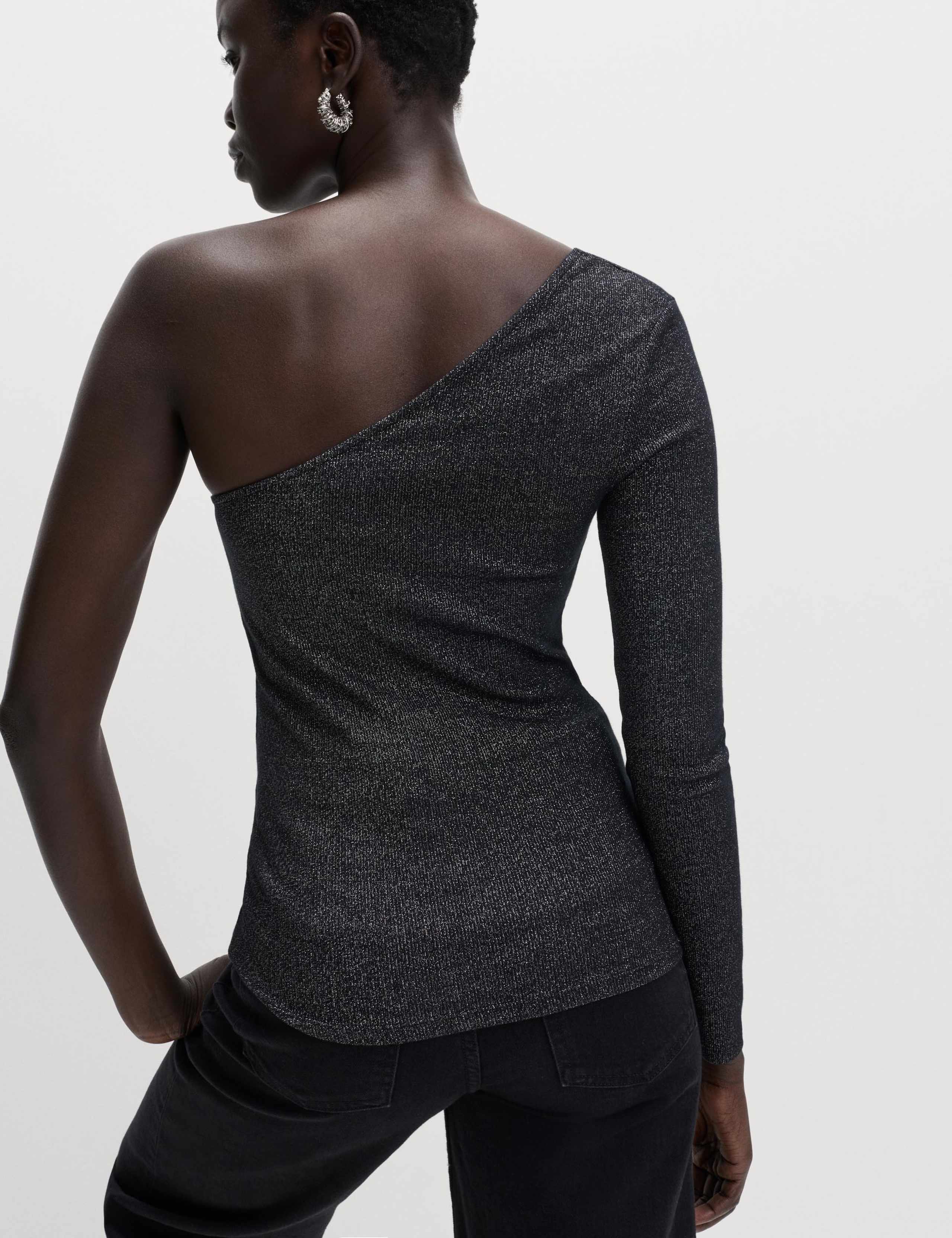 Cotton Rich Sparkly One Shoulder Top