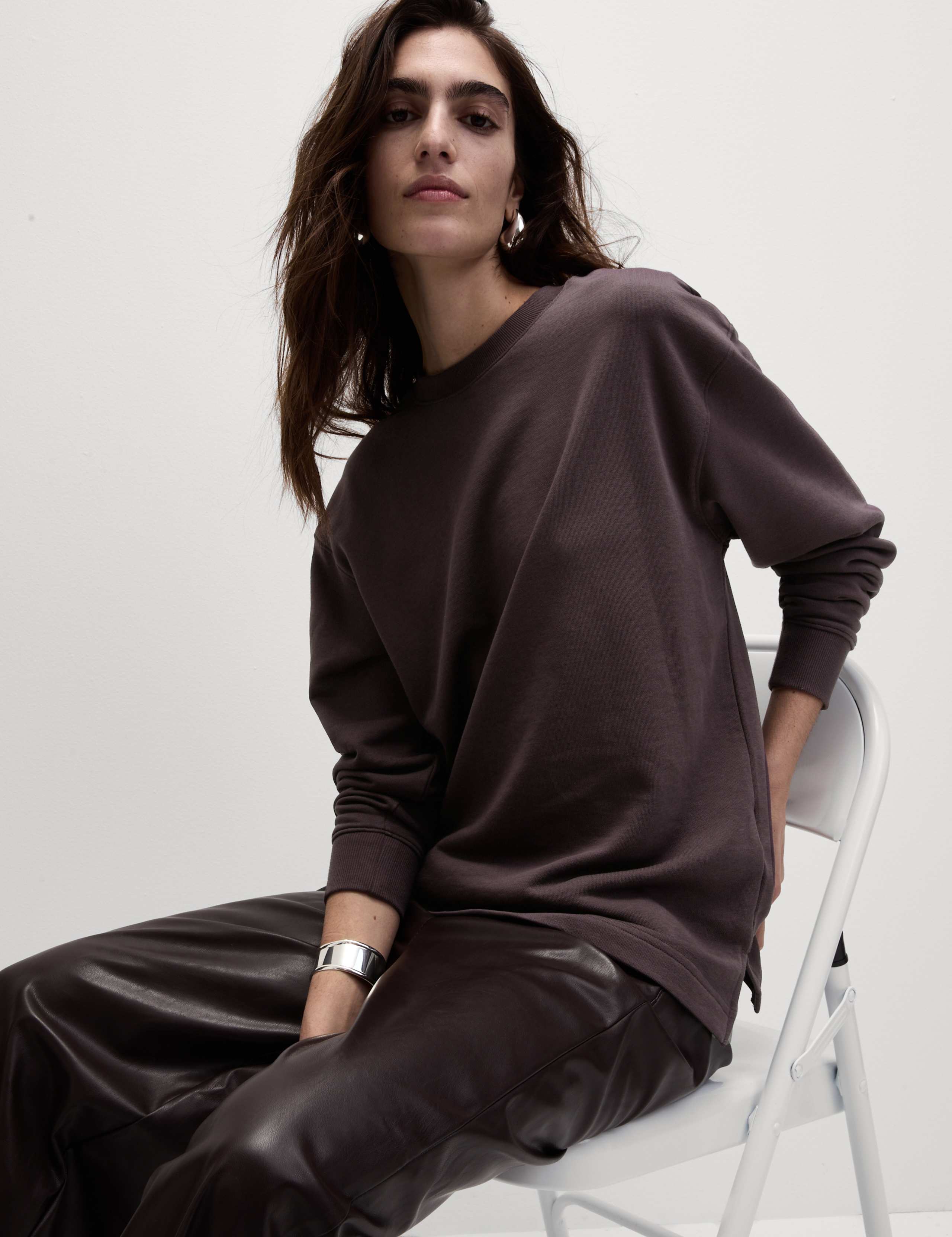 Cotton Rich Oversized Longline Sweatshirt