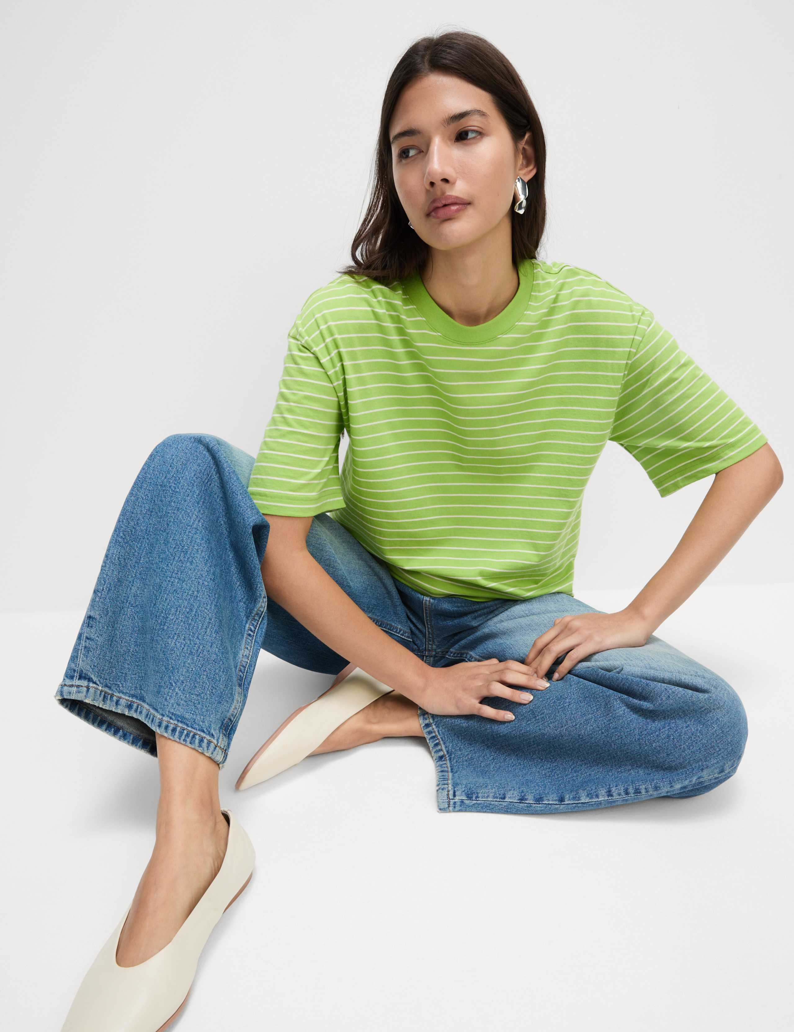 Pure Cotton Relaxed Striped Boxy T-Shirt