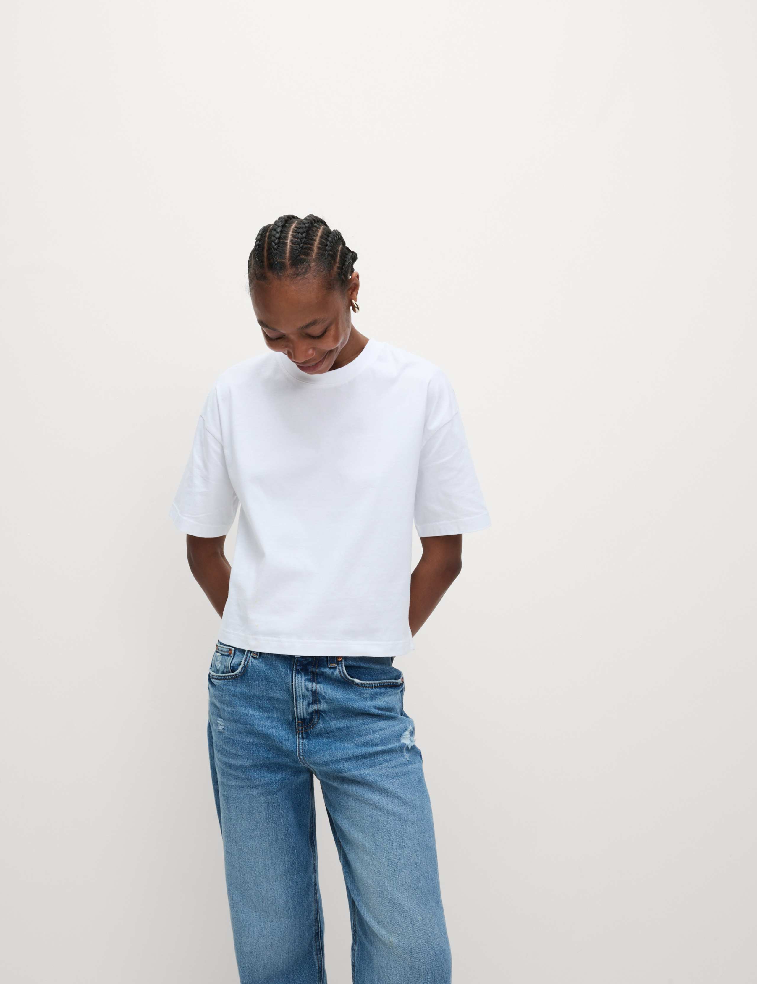 Pure Cotton Crew Neck Boxy T-Shirt