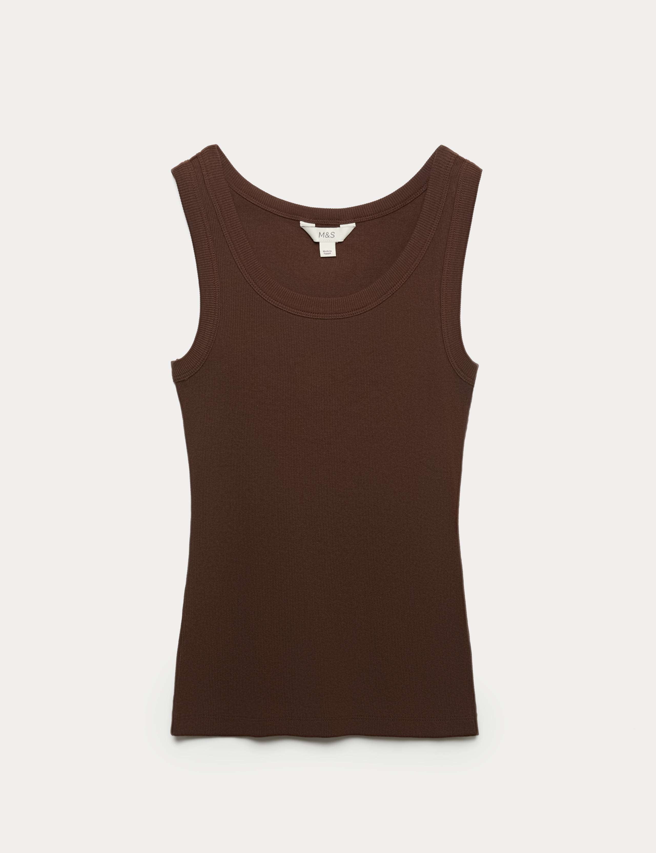 Cotton Rich Ribbed Slim Fit Vest Top