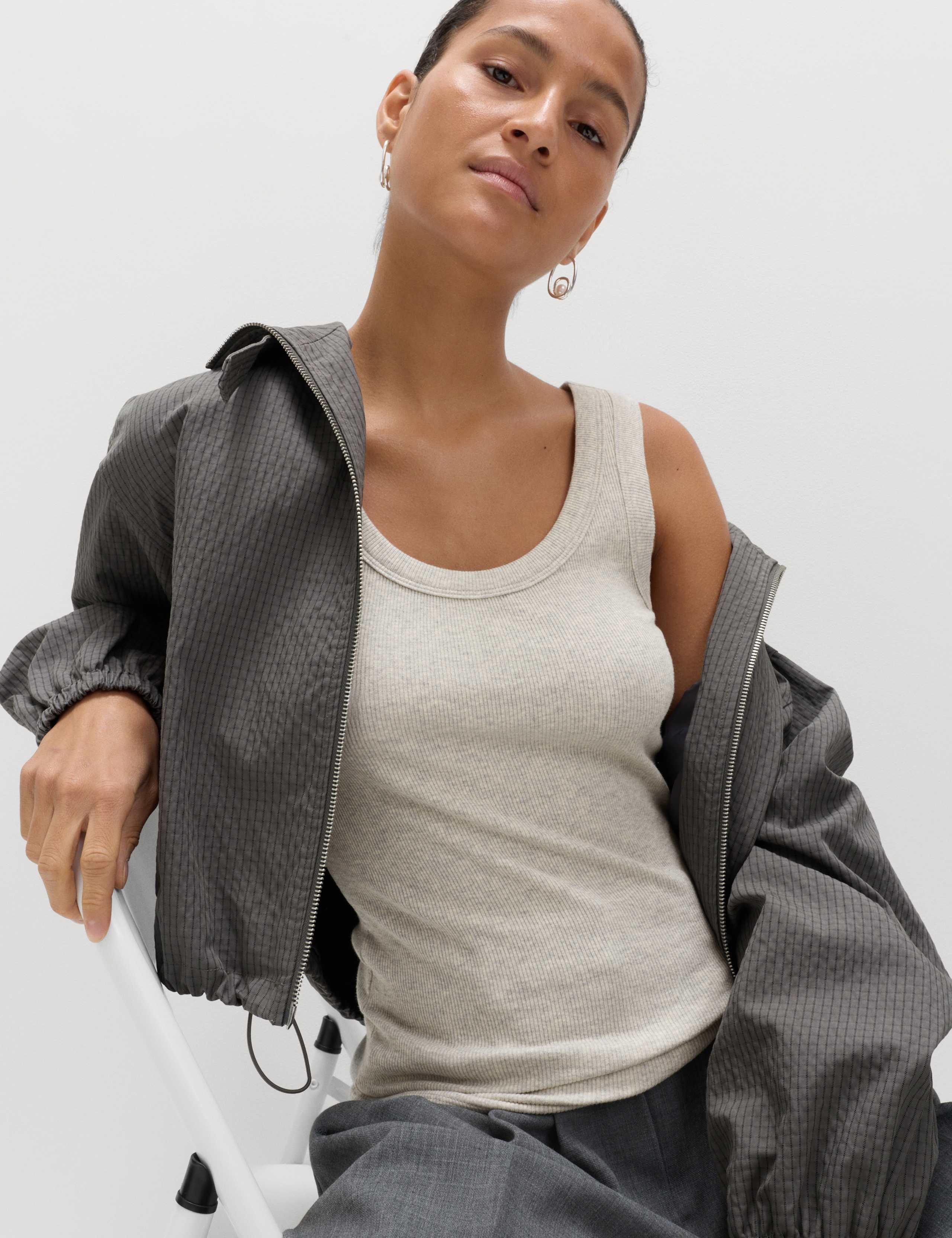 Cotton Rich Ribbed Slim Fit Vest Top