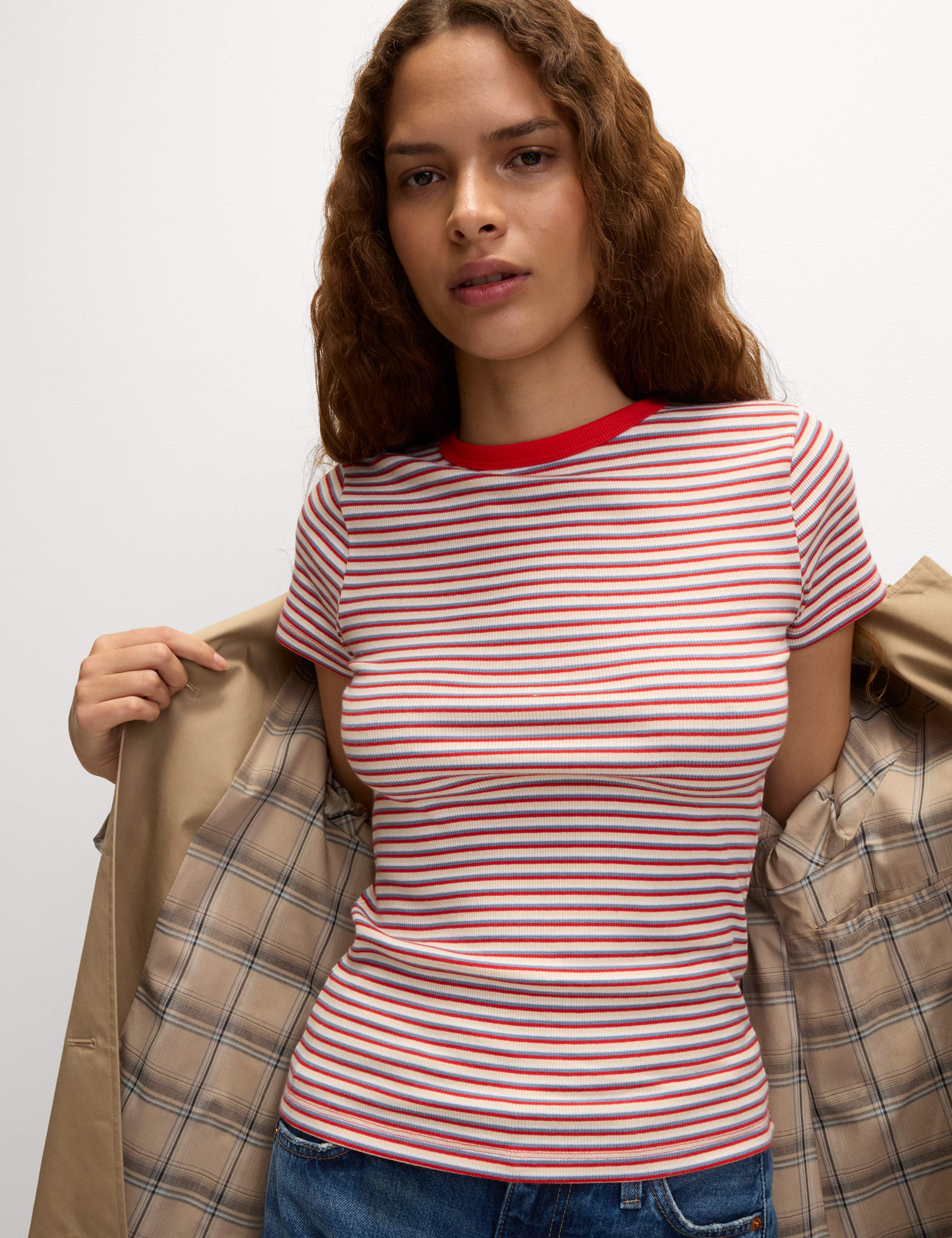 Cotton Rich Striped Ribbed T-Shirt