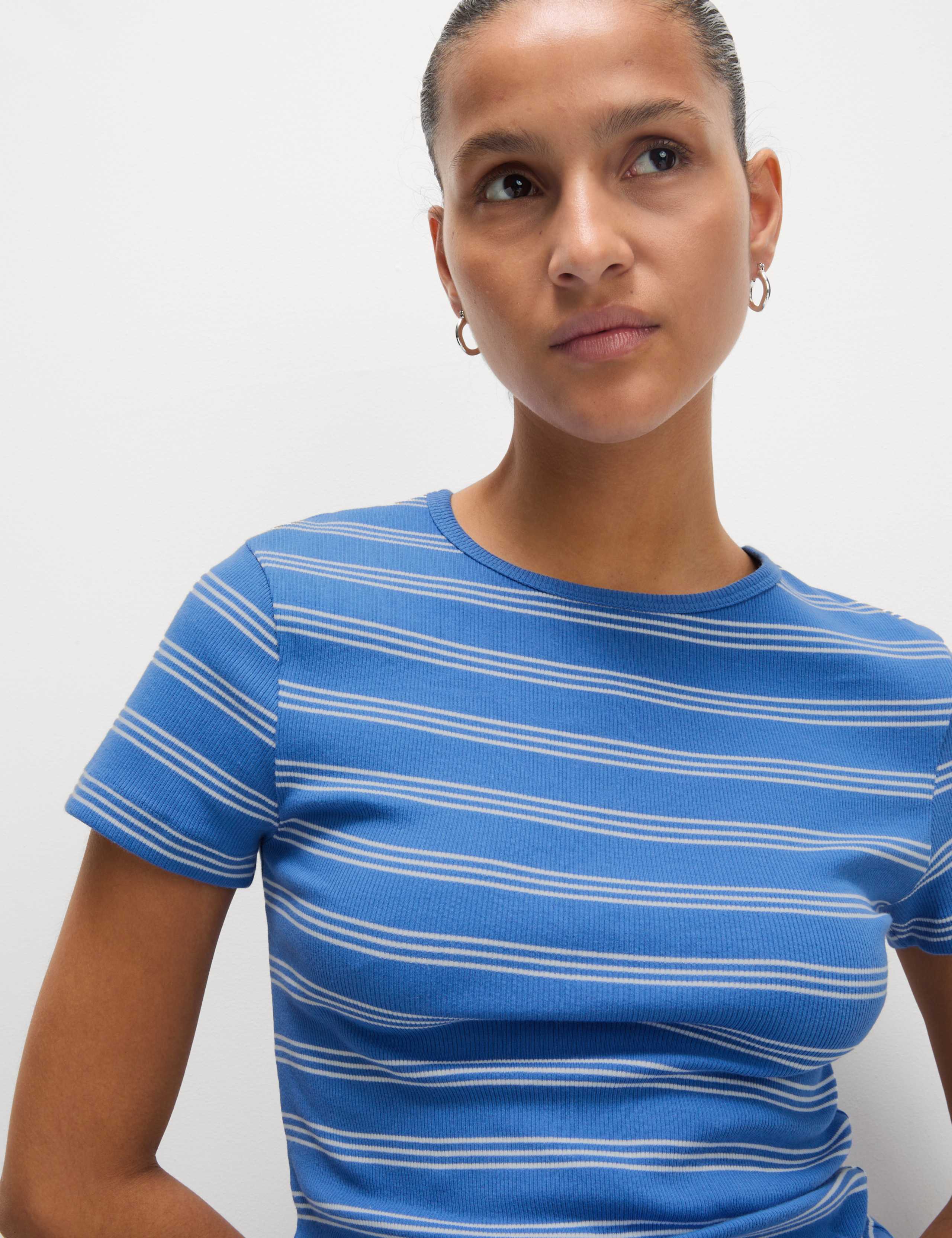 Cotton Rich Striped Ribbed T-Shirt