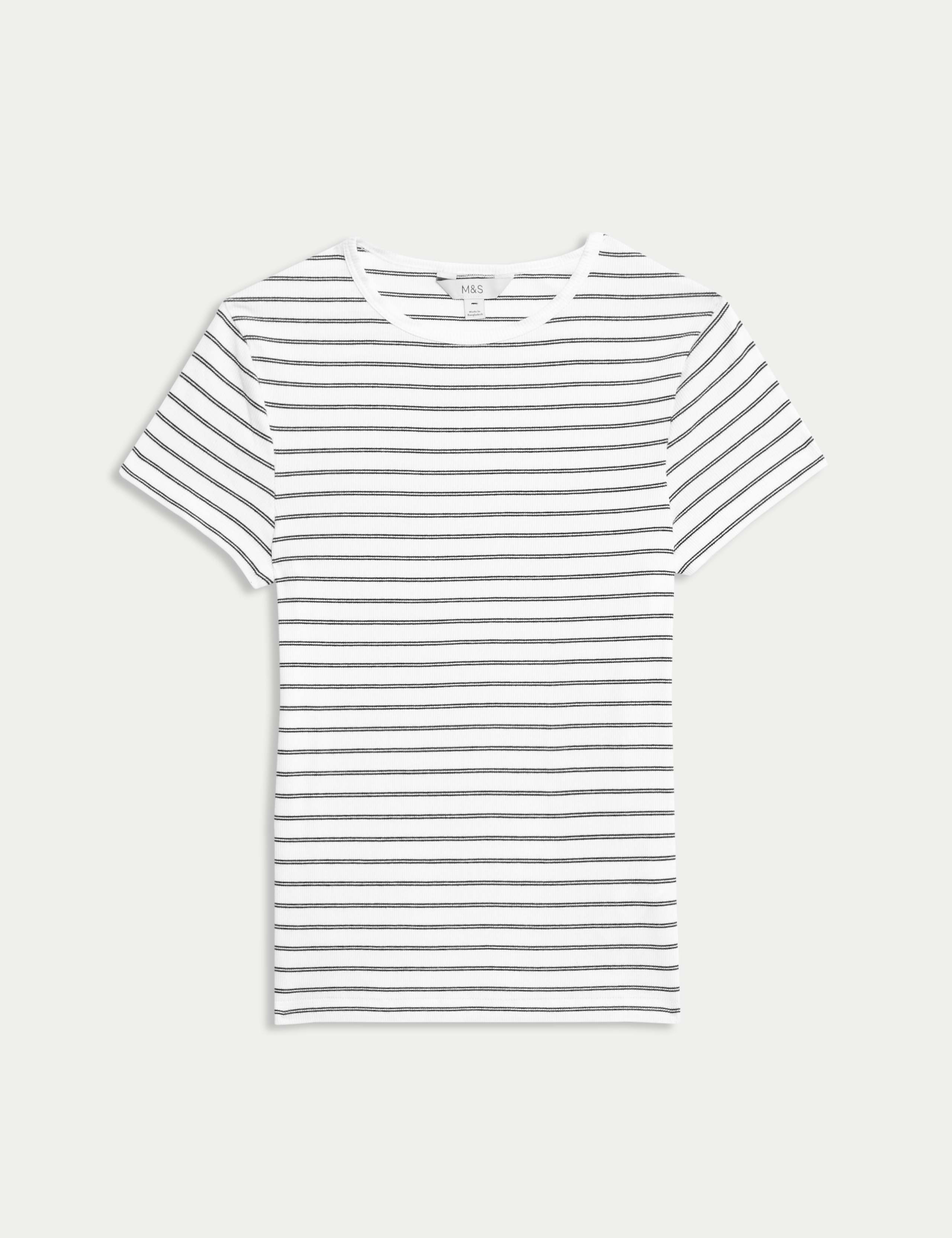 Cotton Rich Striped Ribbed T-Shirt