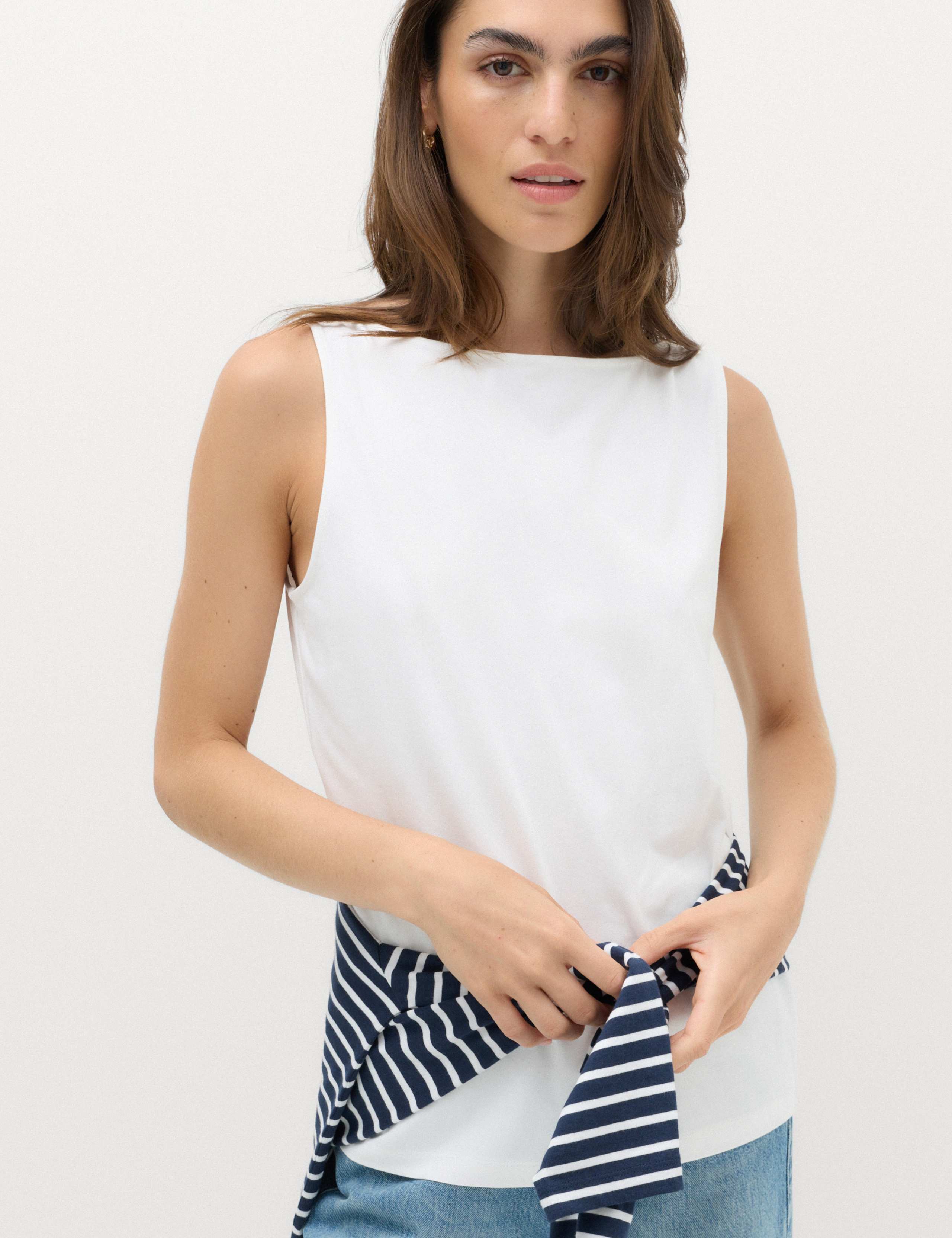 Cotton Rich Slash Neck Vest