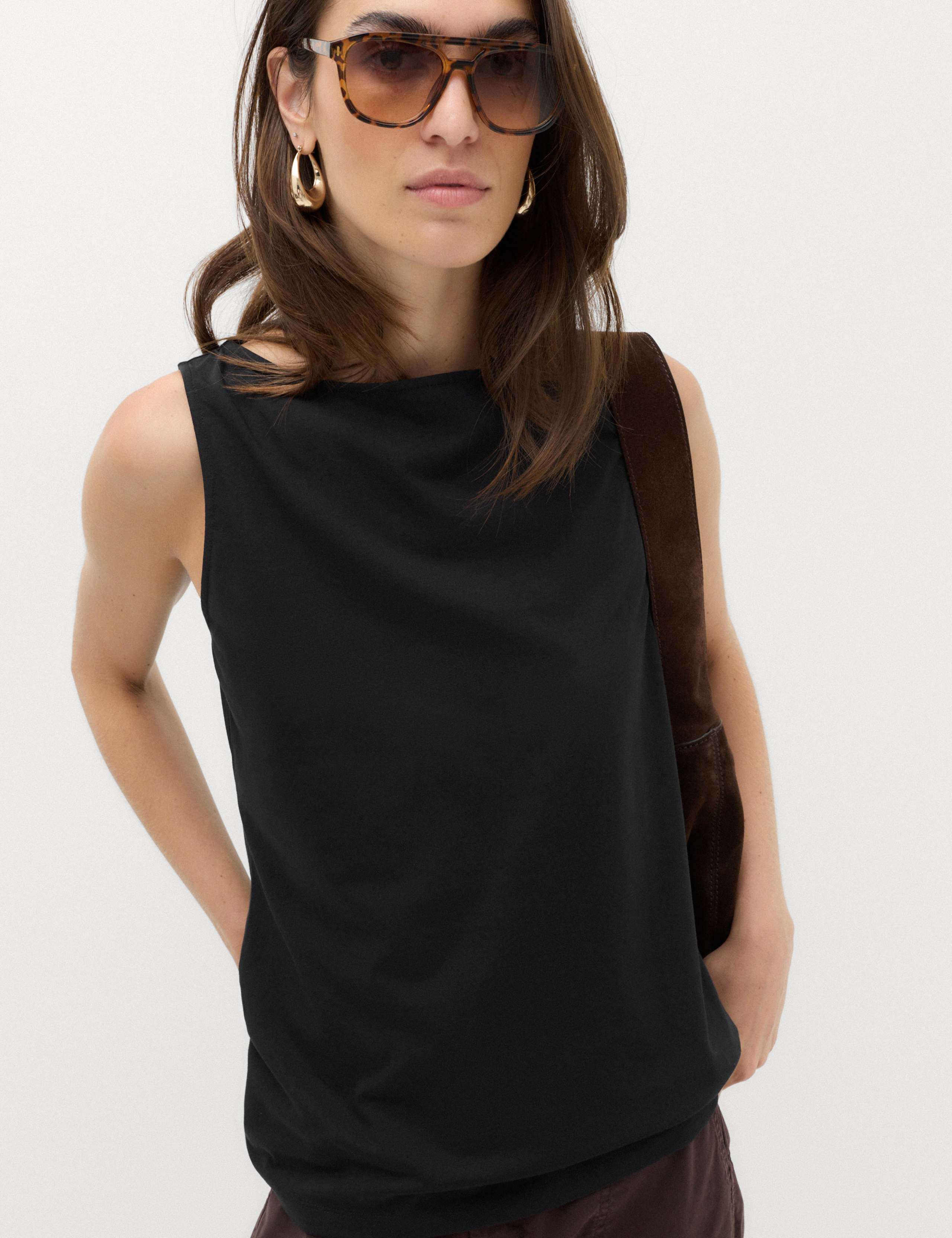 Cotton Rich Slash Neck Vest