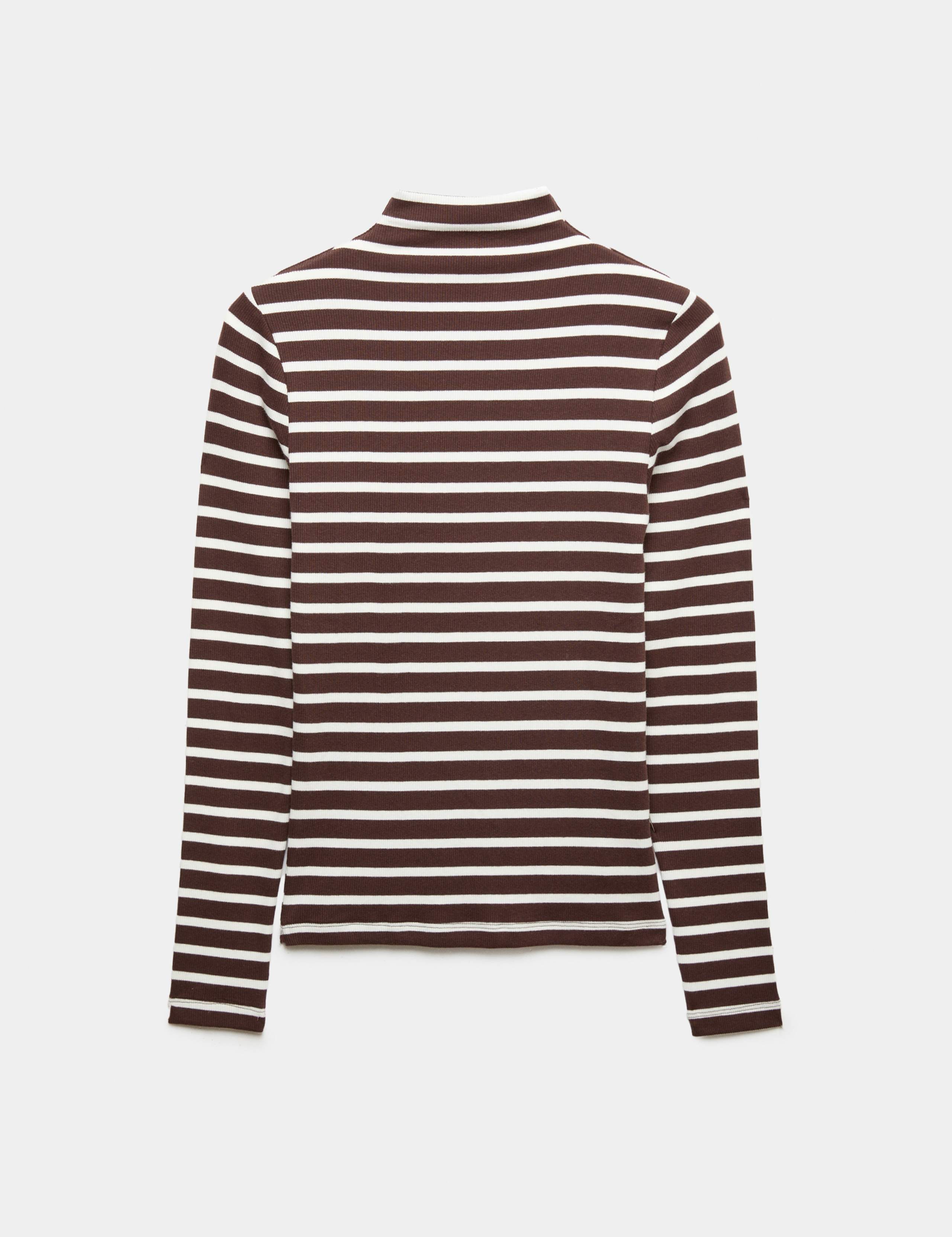 Cotton Rich Ribbed Funnel Neck Top