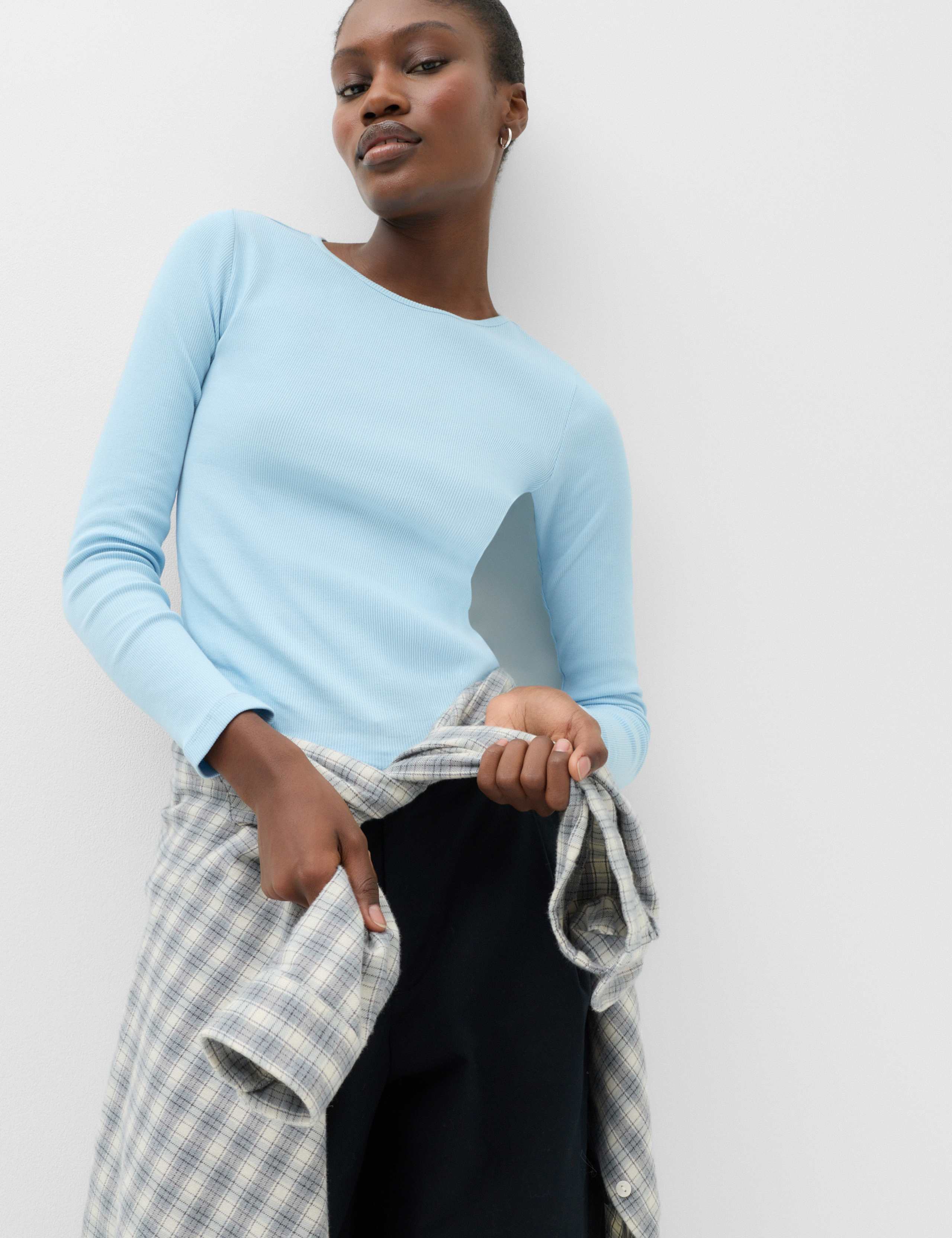 Cotton Rich Ribbed Slim Fit Top