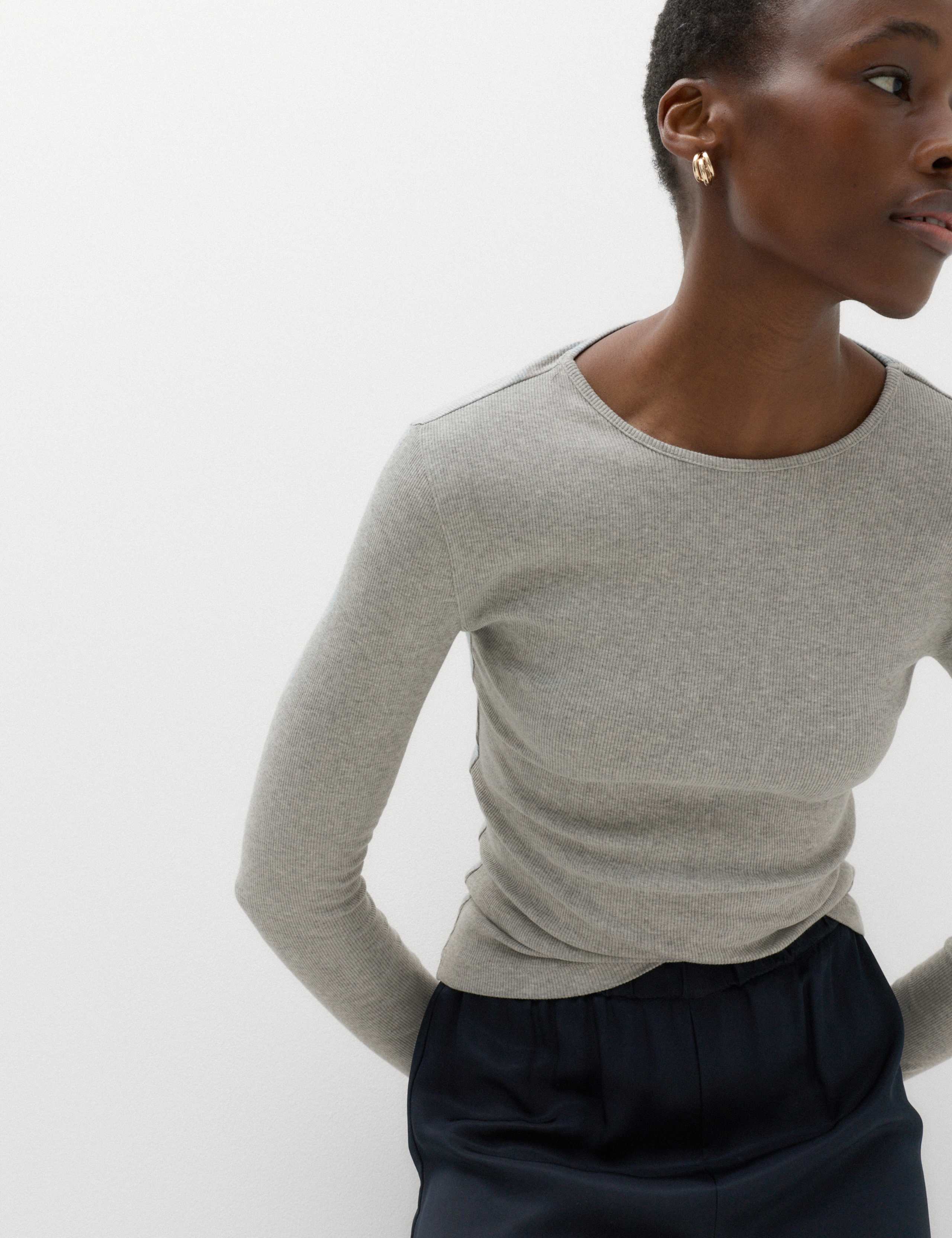 Cotton Rich Ribbed Regular Fit Top