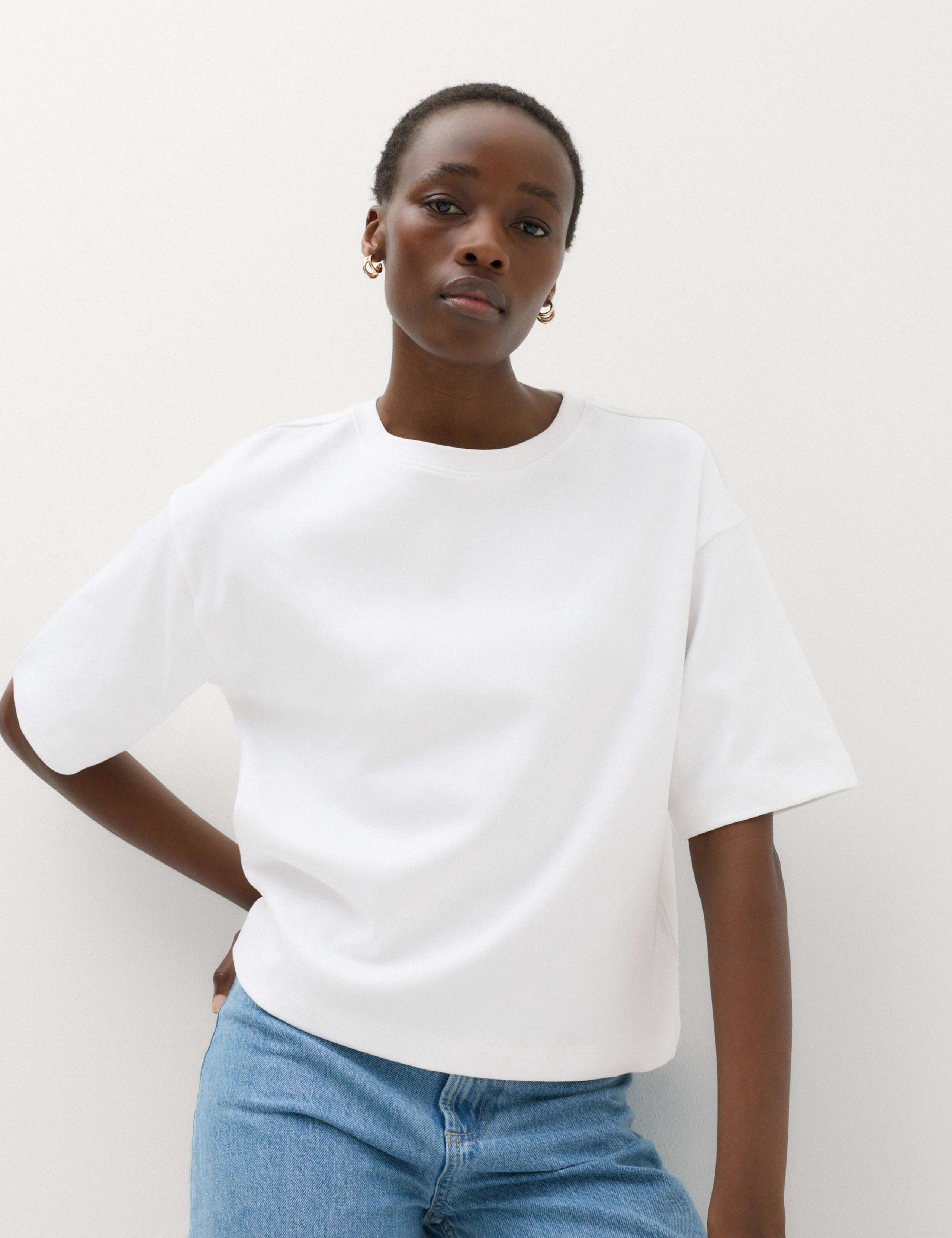 Pure Cotton Striped Boxy T-Shirt