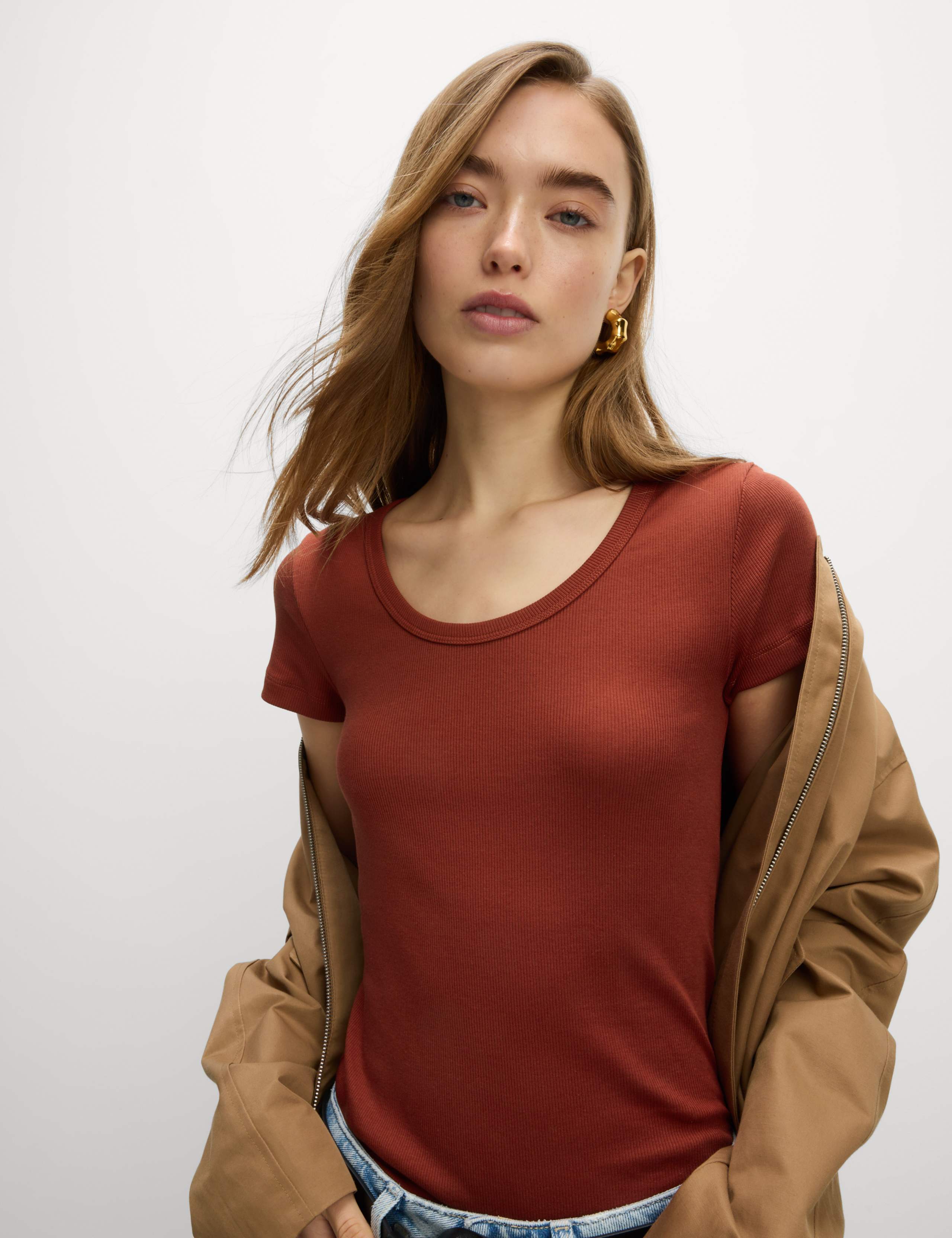 Cotton Rich Scoop Neck T-Shirt