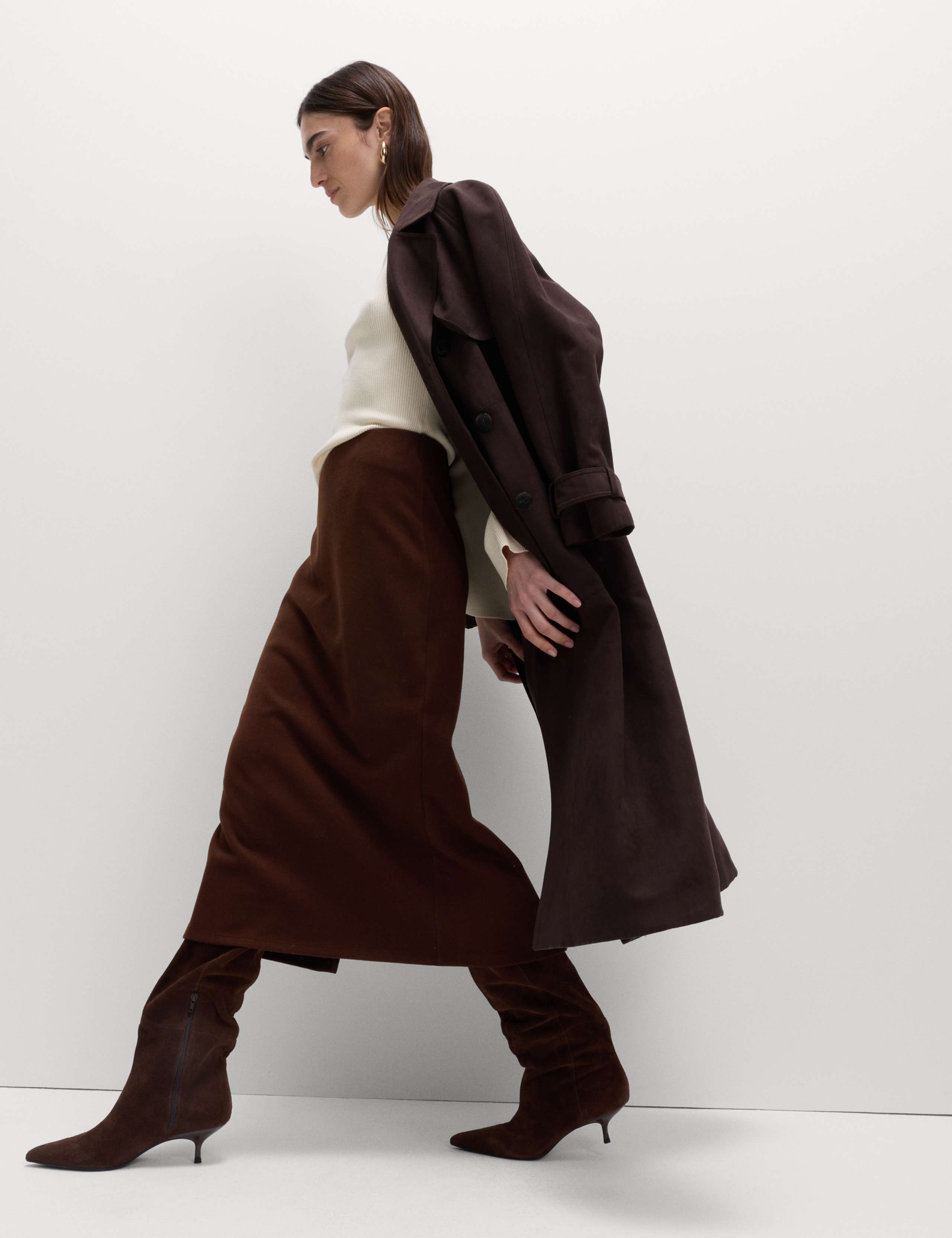 Cotton Blend Cosy Midi Pencil Skirt