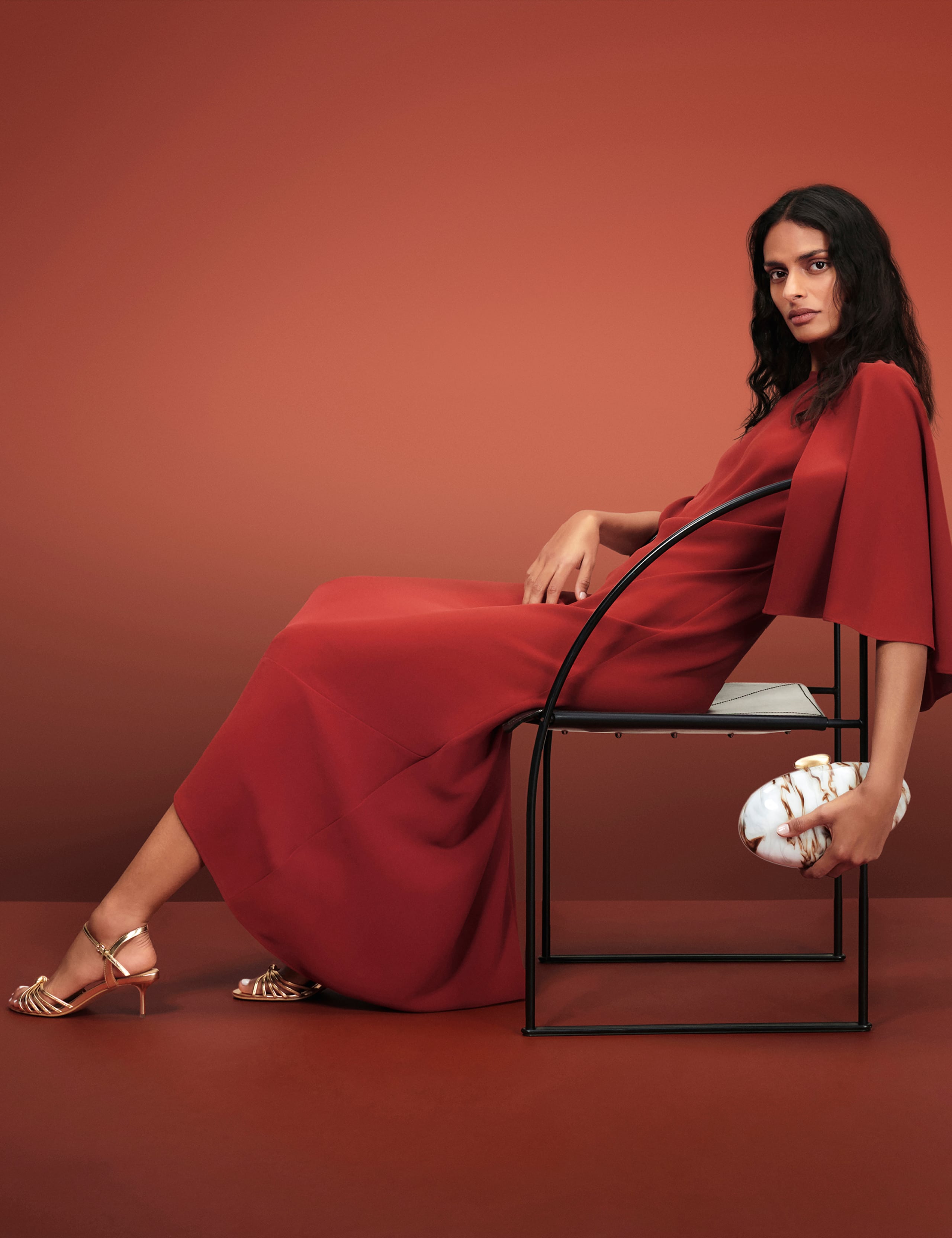 Cape Detail Midaxi Column Dress