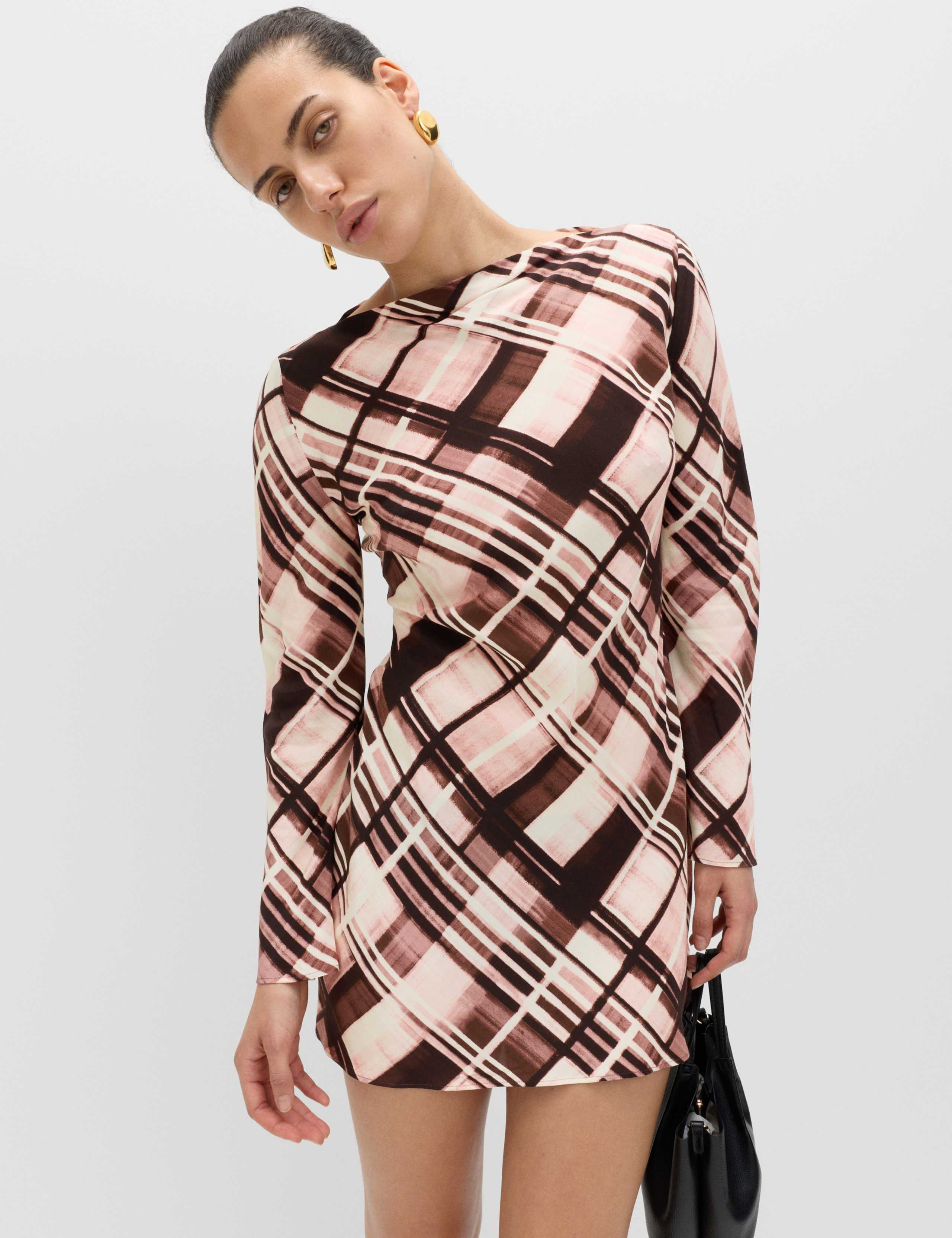 Checked Mini Slip Dress