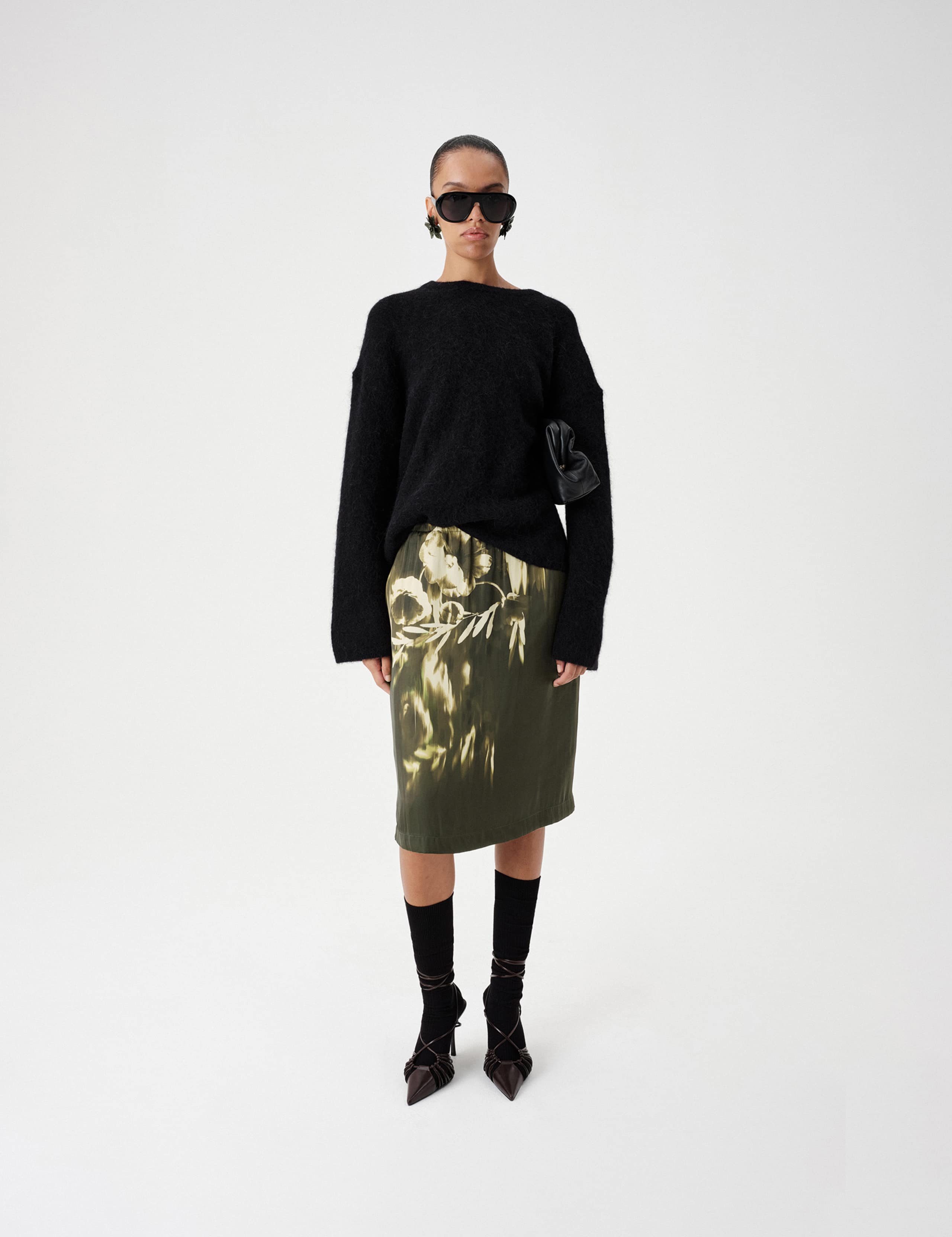 Floral Knee Length Slip Skirt