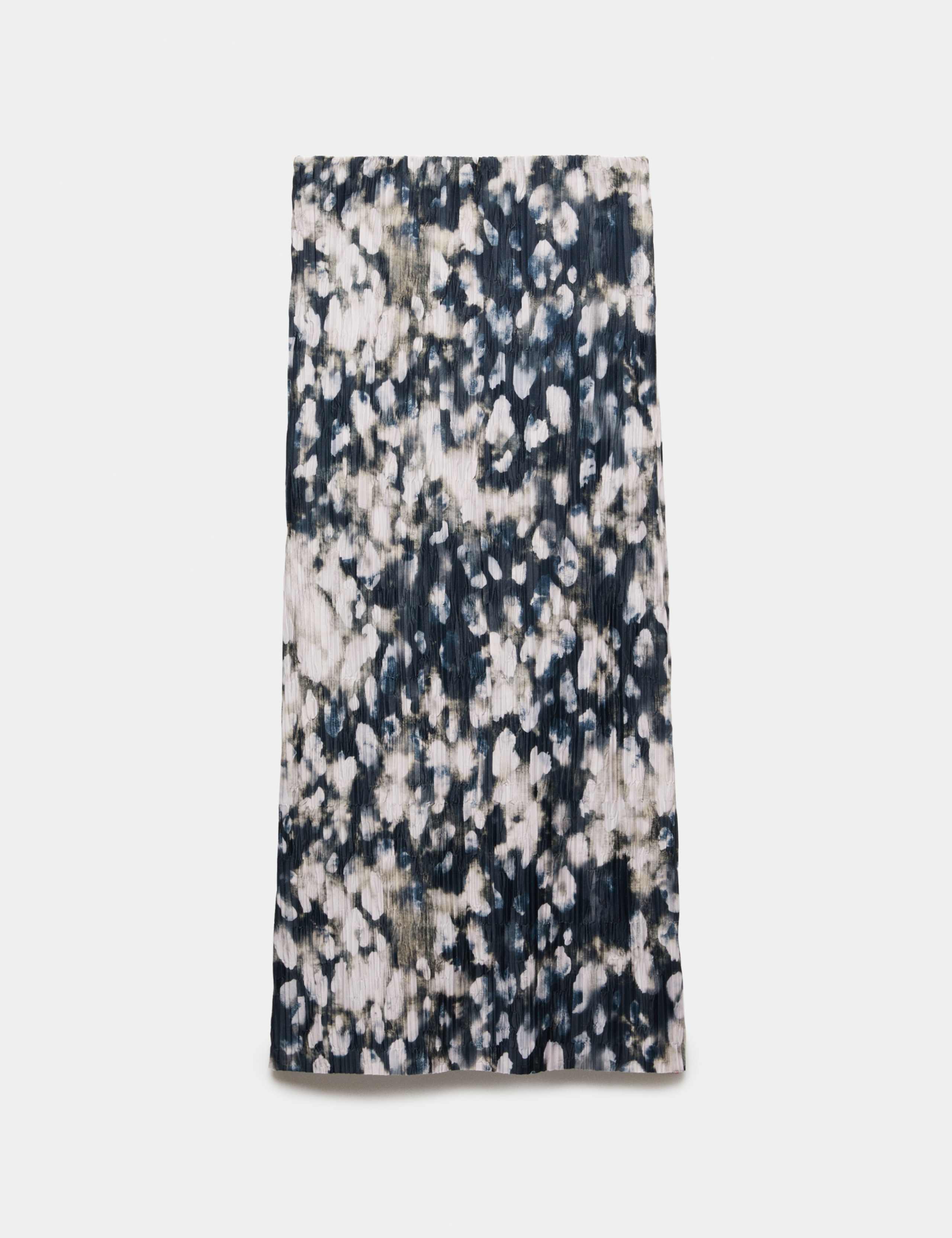 Printed Plisse Midi Column Skirt