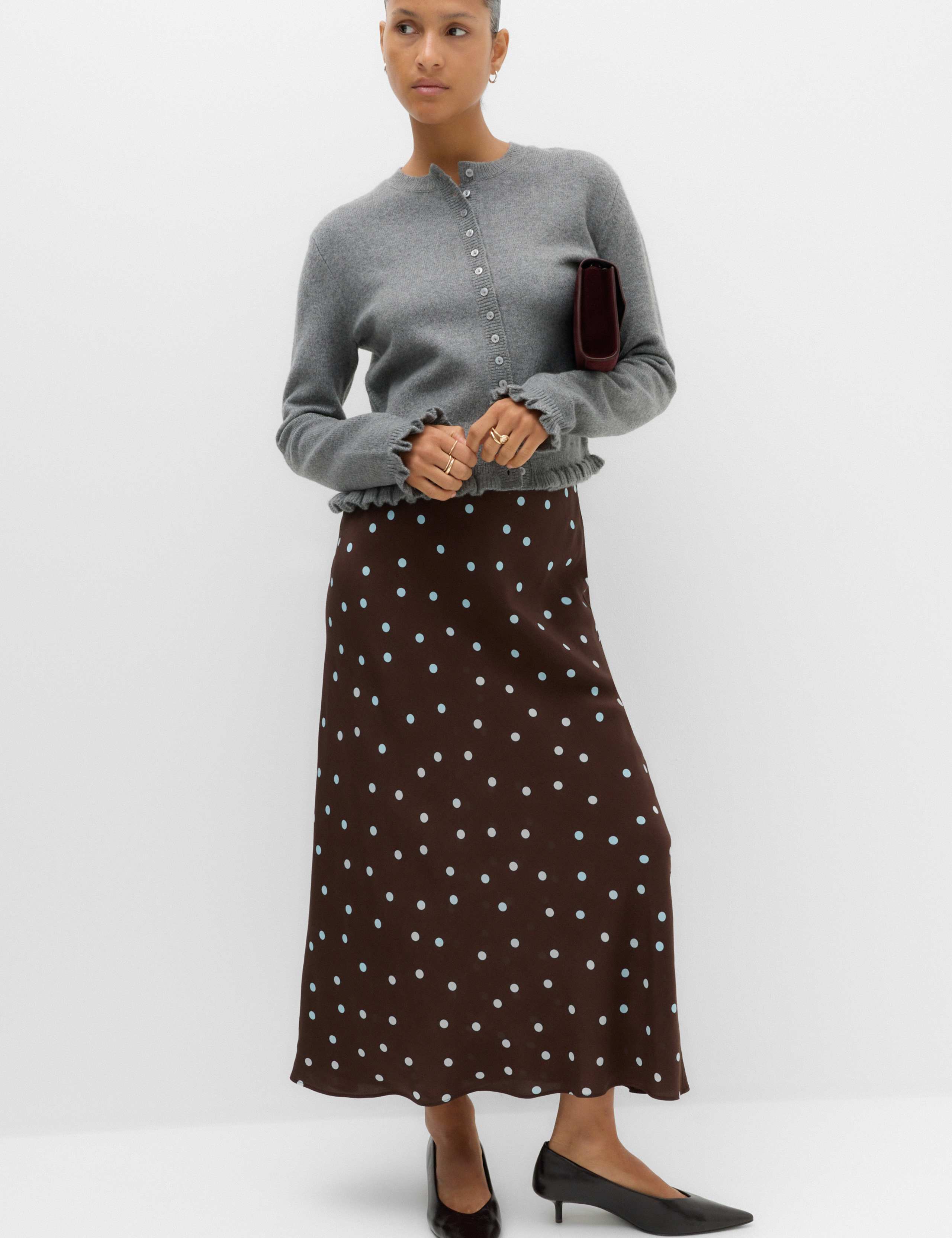 Polka Dot Maxi Slip Skirt