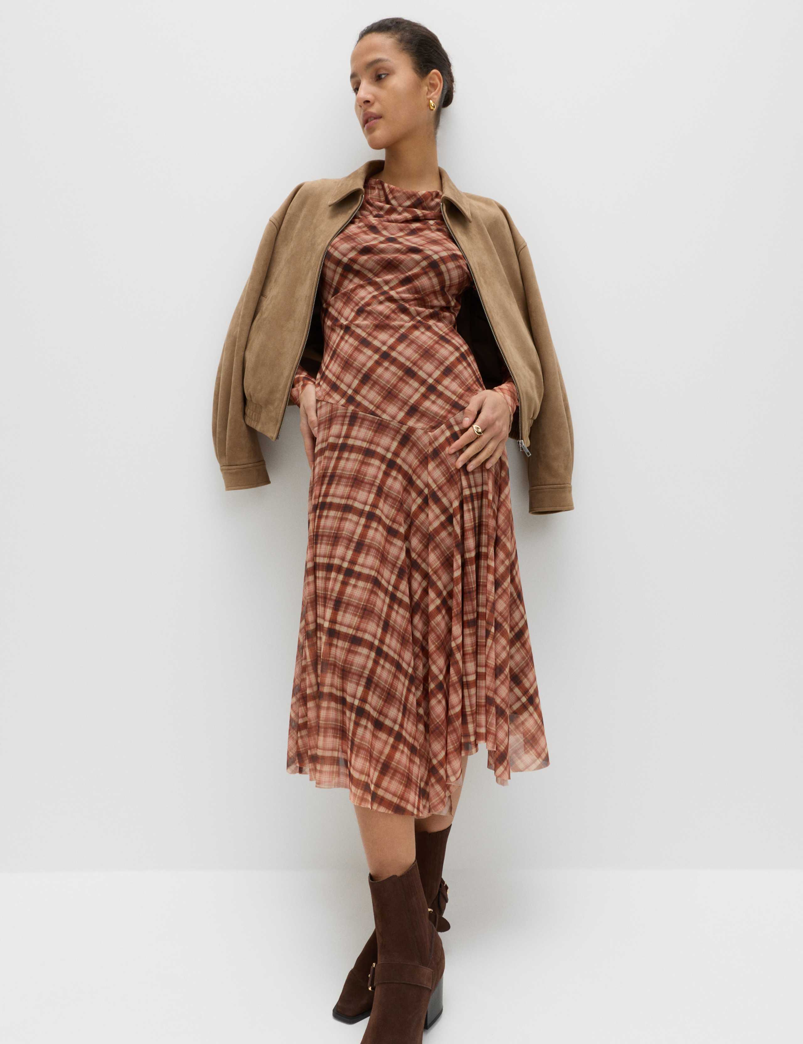 Printed Cowl Neck Midaxi Skater Dress