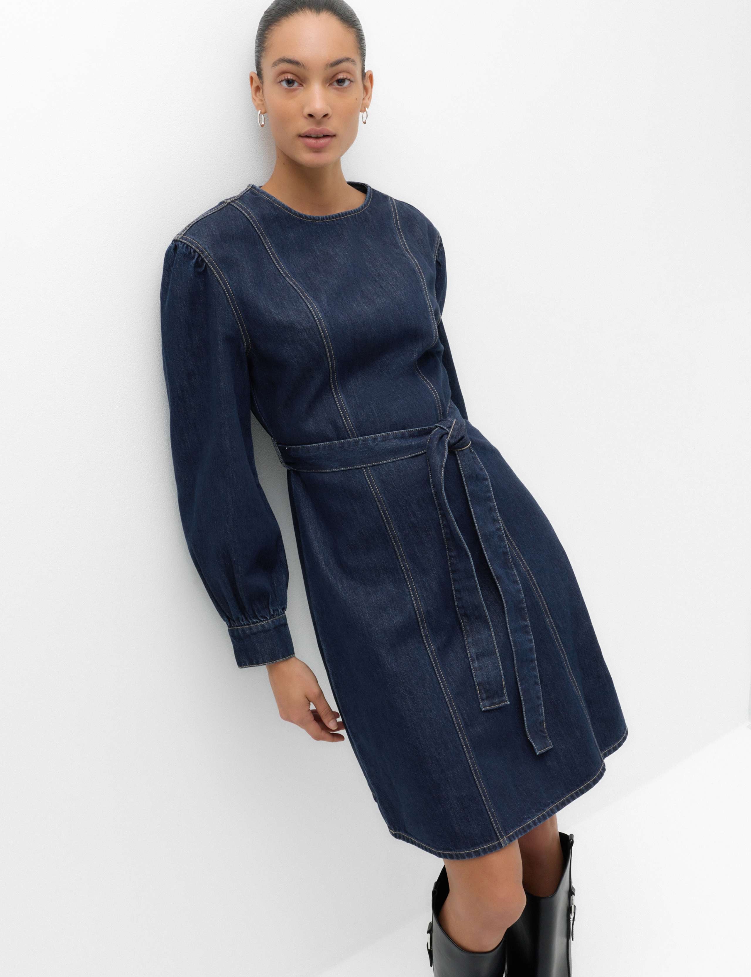 Denim Belted Mini Waisted Dress