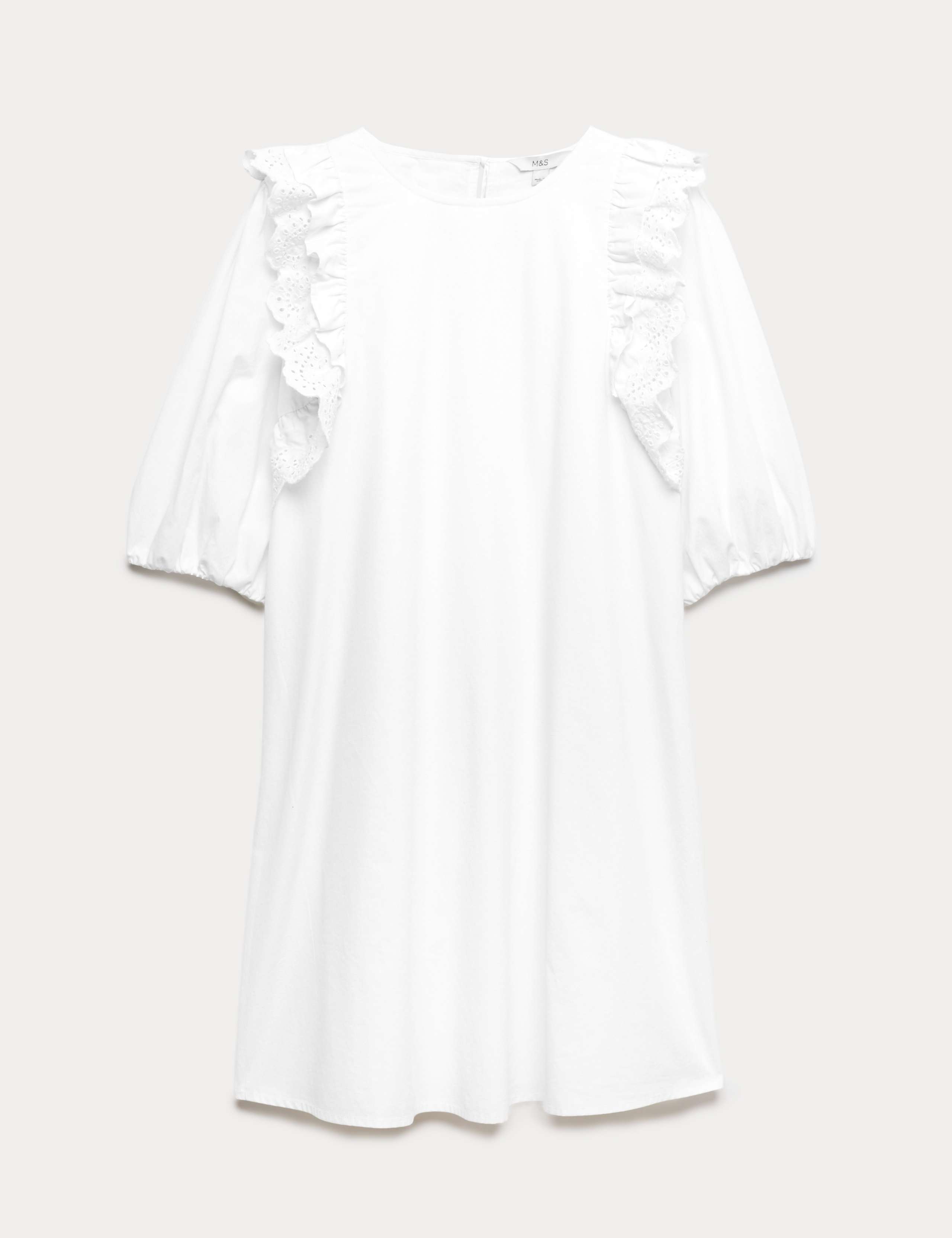Broderie Frill Sleeve Mini Relaxed Dress