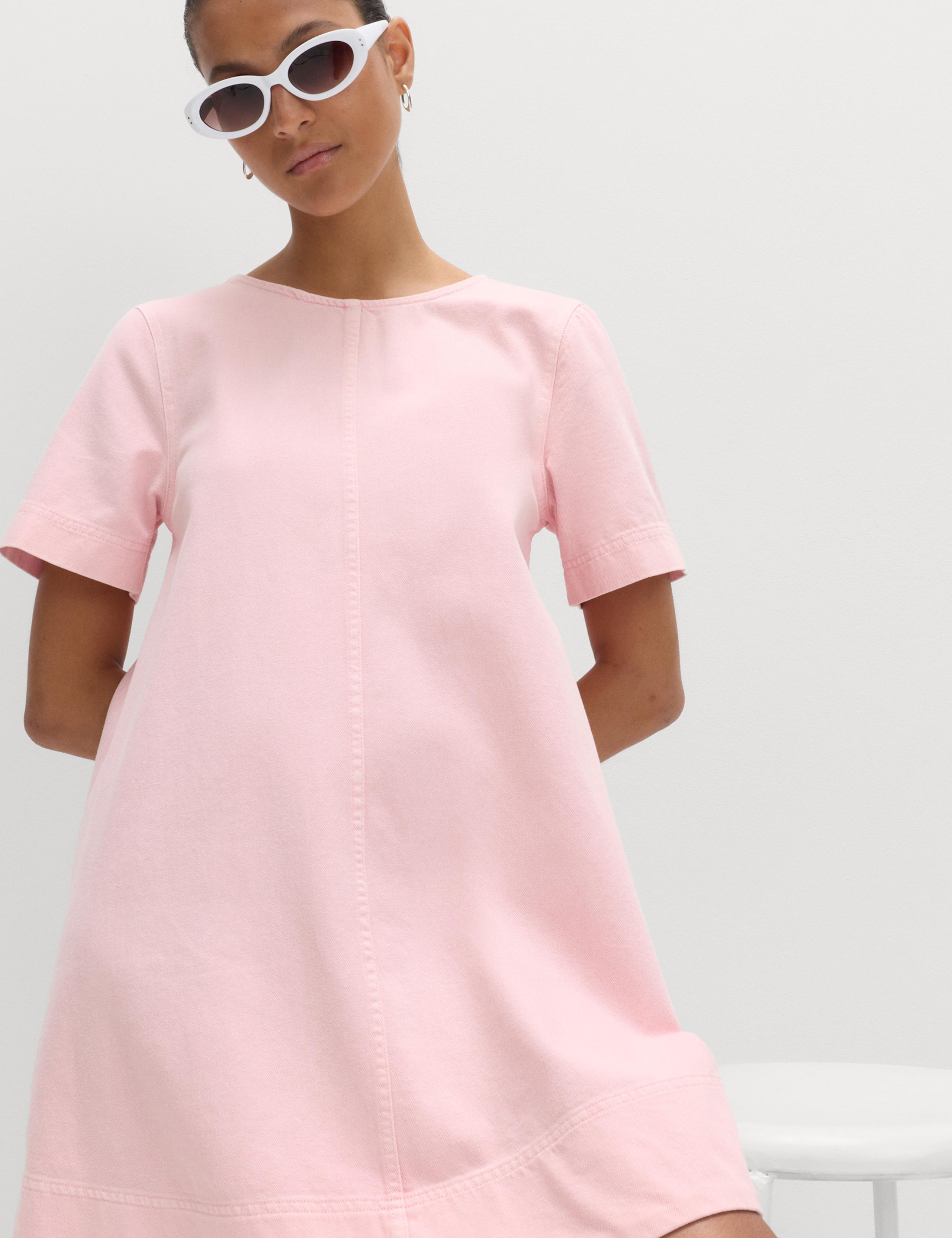 Pure Cotton Denim Mini T-Shirt Dress