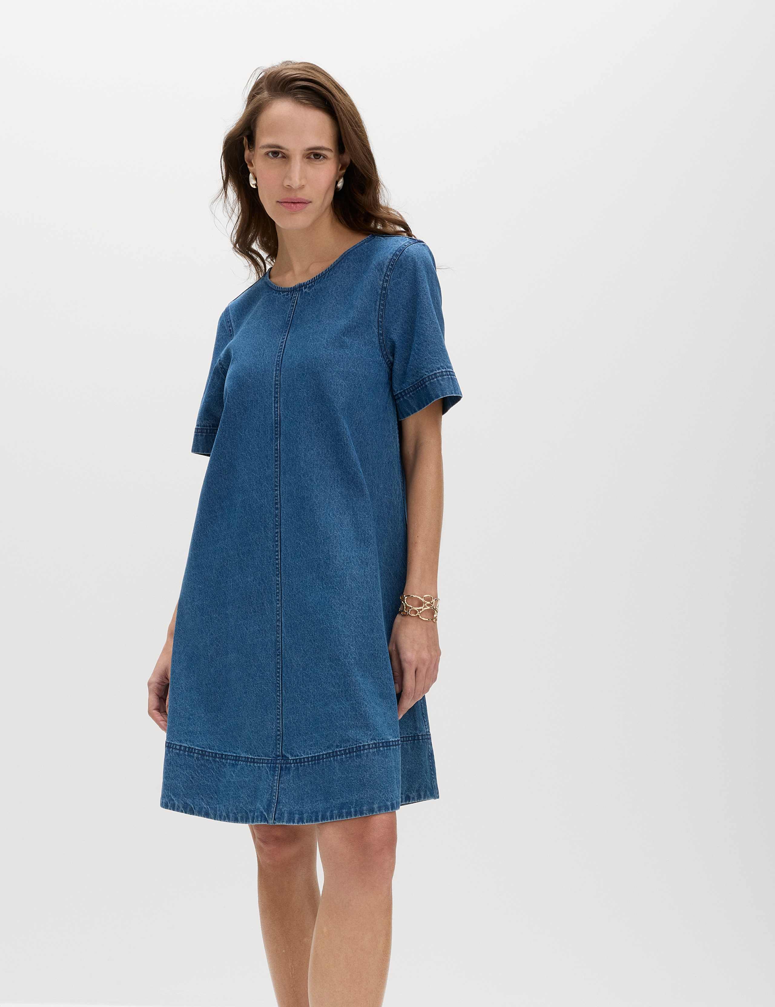 Pure Cotton Denim Mini T-Shirt Dress