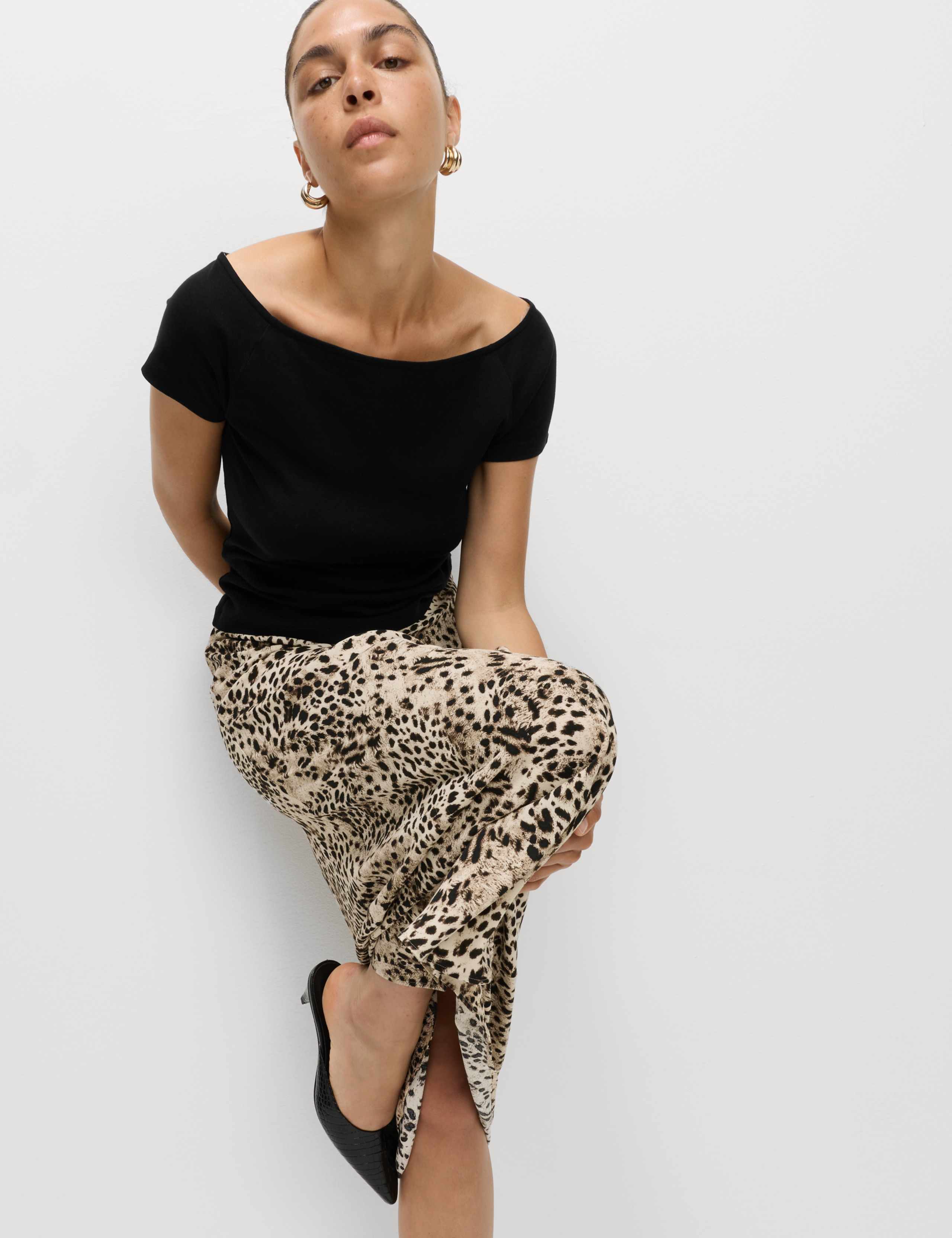 Animal Print Maxi Slip Skirt