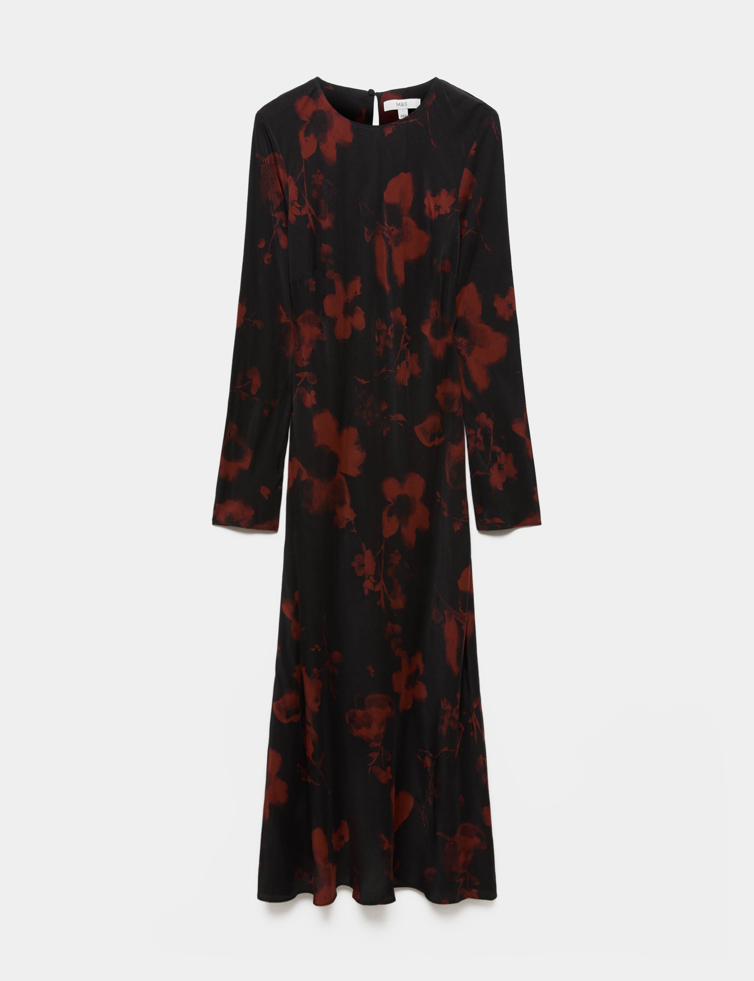 Satin Floral Midaxi Column Dress