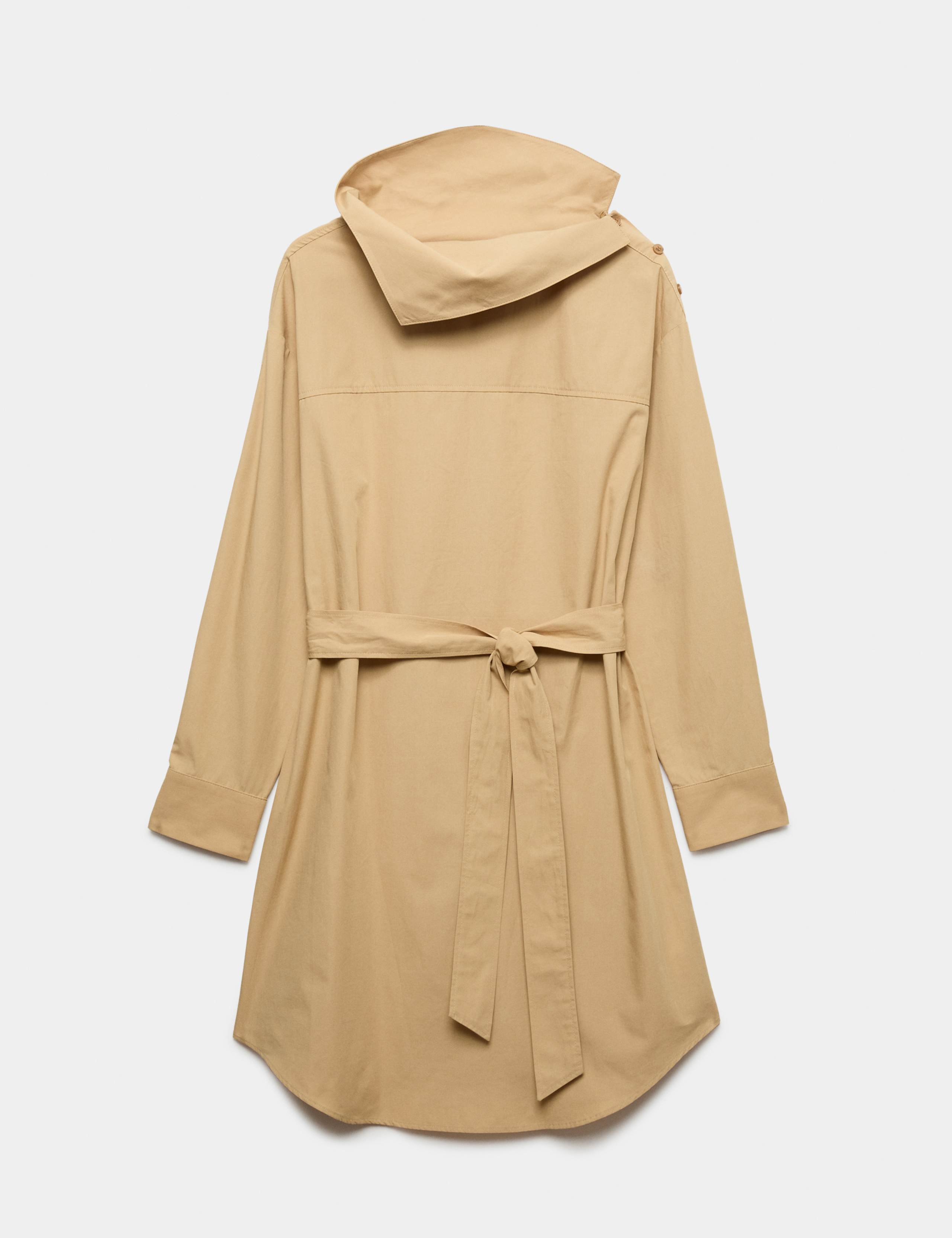 Pure Cotton Tie Waist Mini Shirt Dress