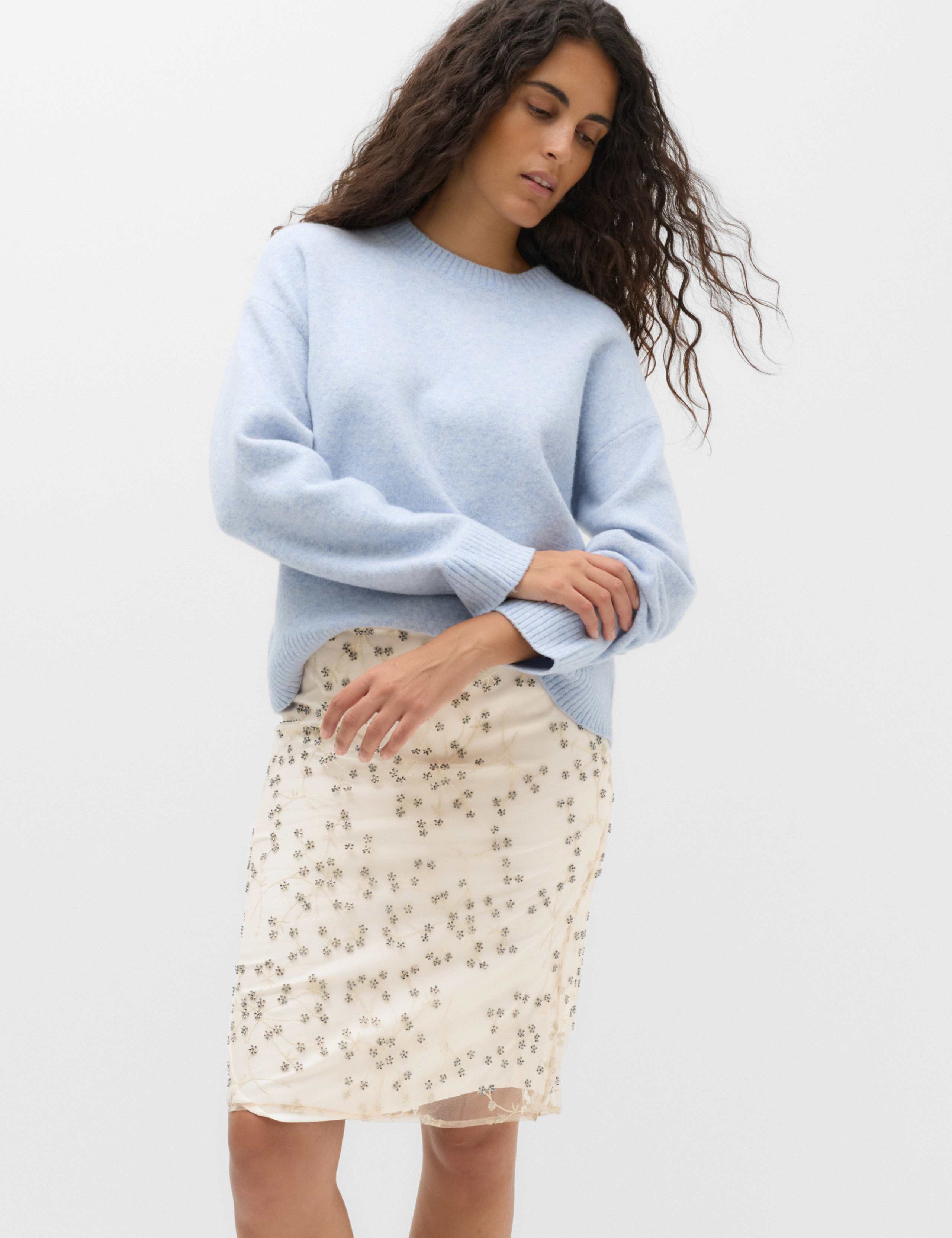 Embellished Knee Length Skirt