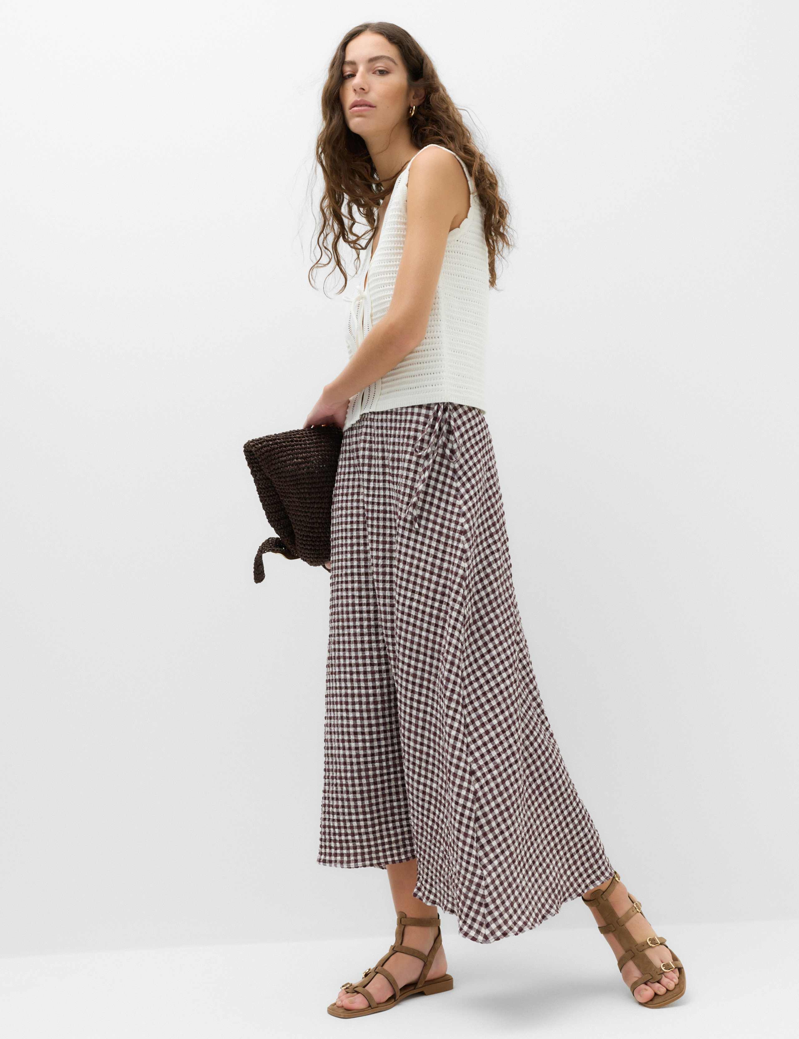 Cotton Rich Gingham Midaxi Circle Skirt