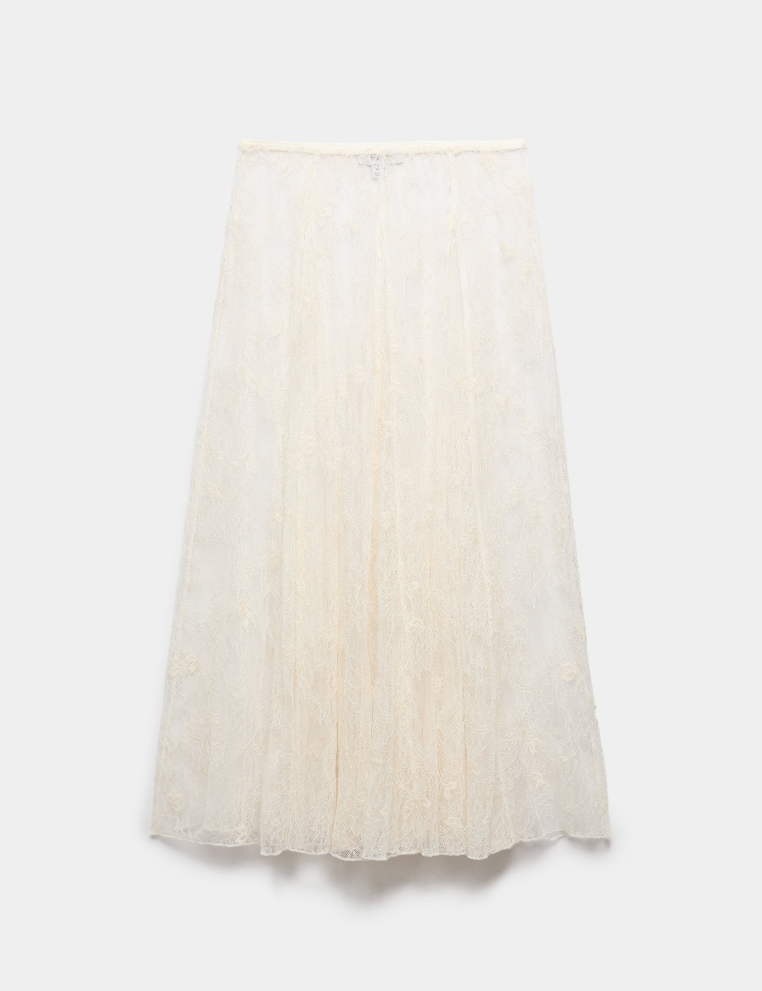 Cotton Blend Lace Midi Circle Skirt