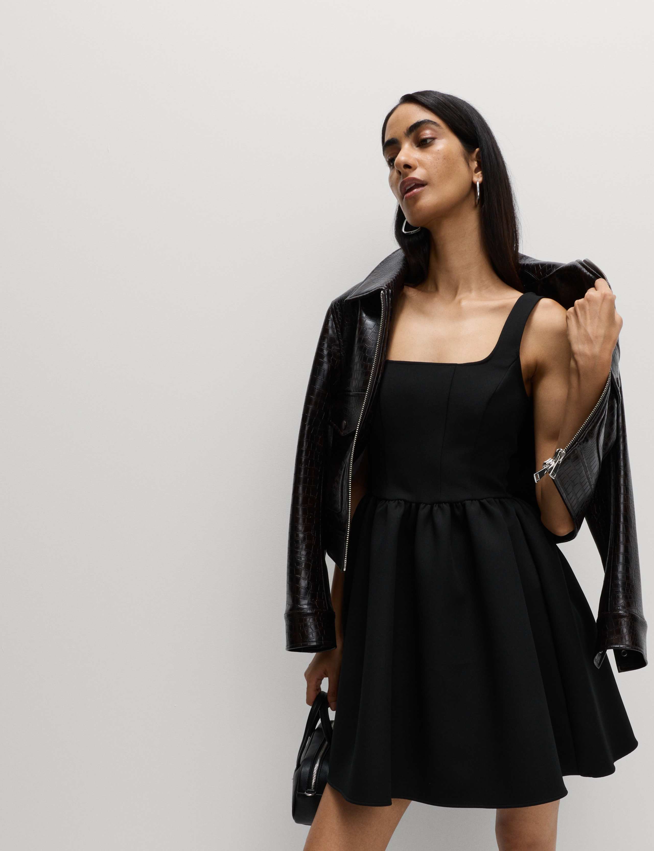 Square Neck Mini Waisted Dress