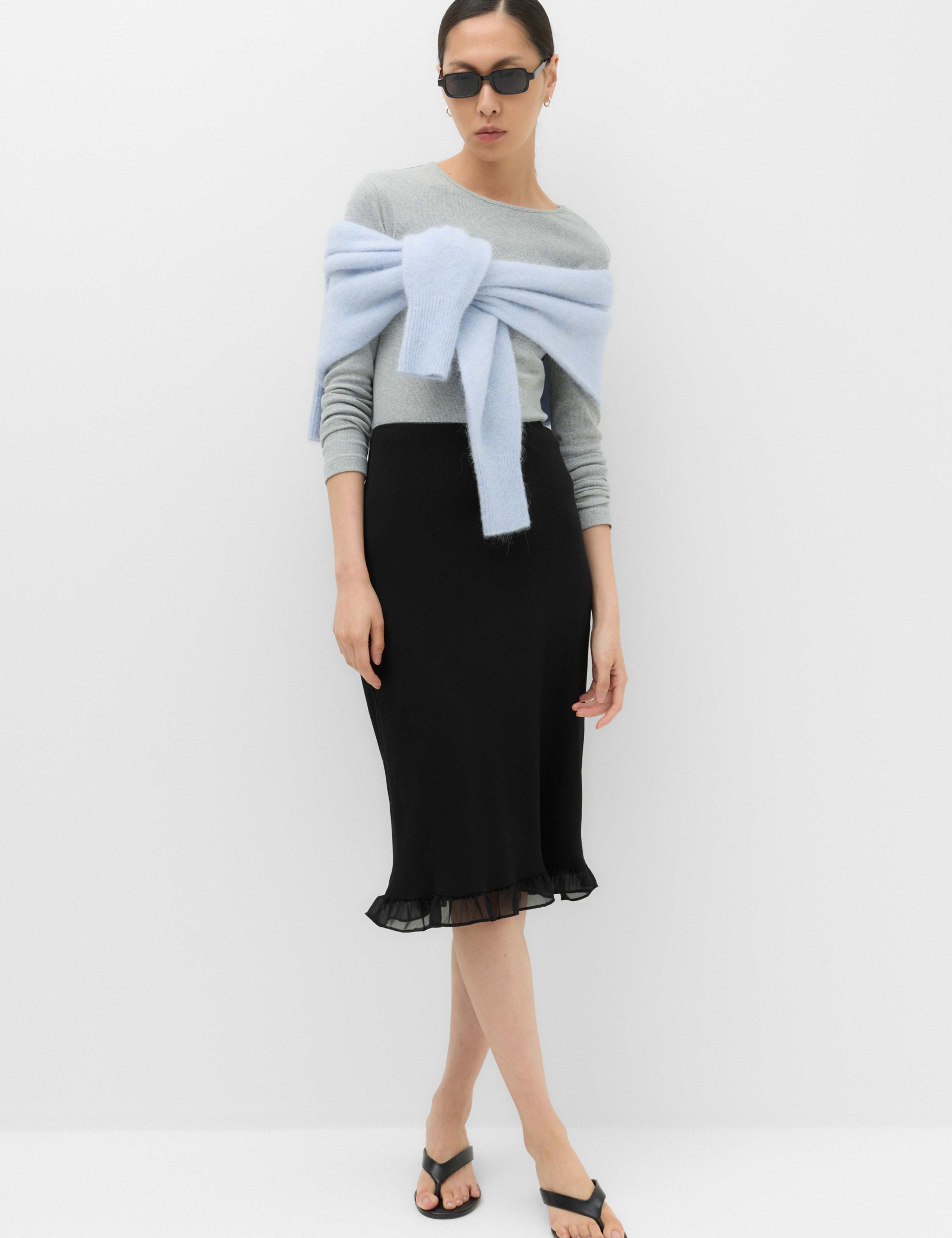 Chiffon Knee Length Slip Skirt