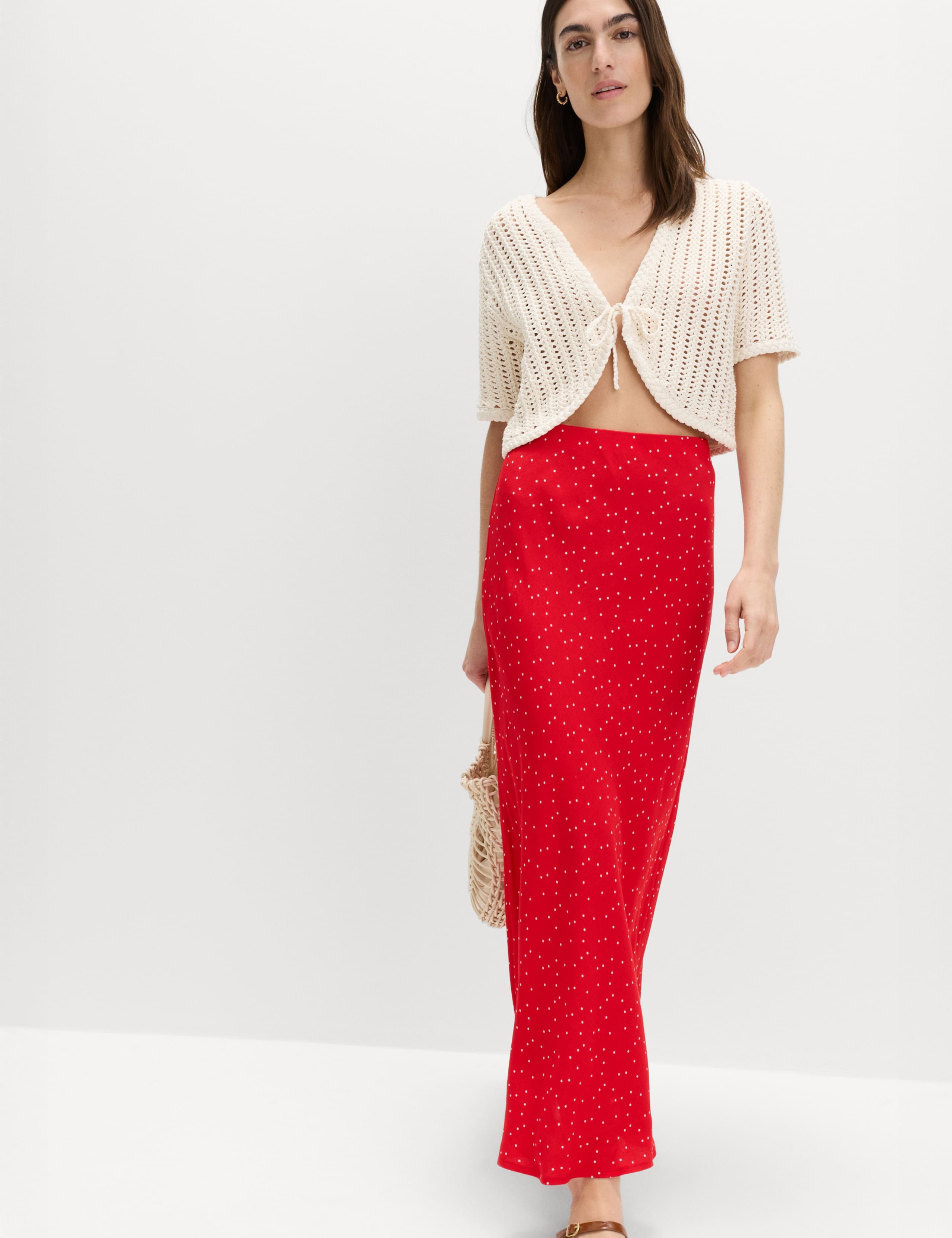 Printed Midi Slip Skirt