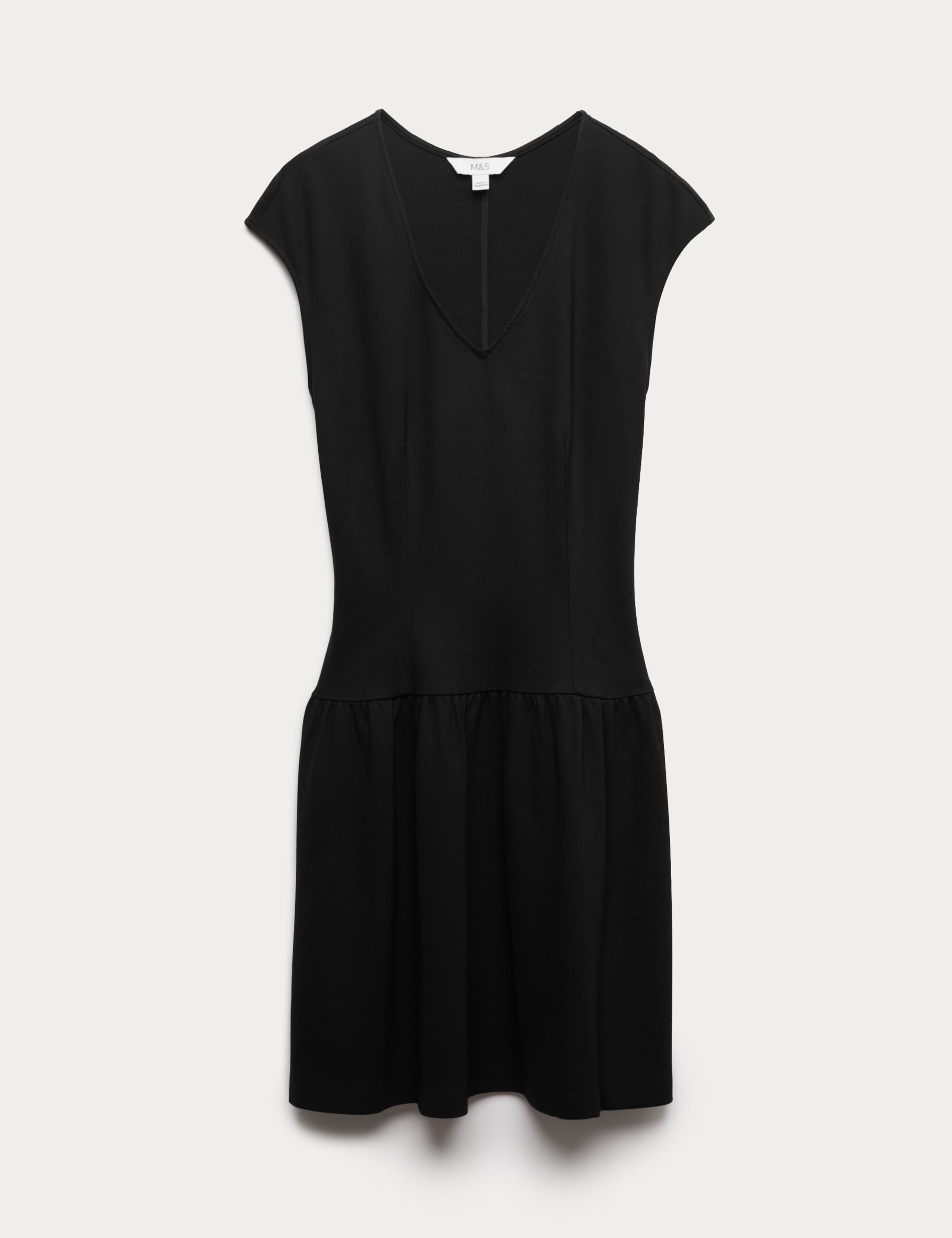 Jersey V-Neck Mini Drop Waist Skater Dress