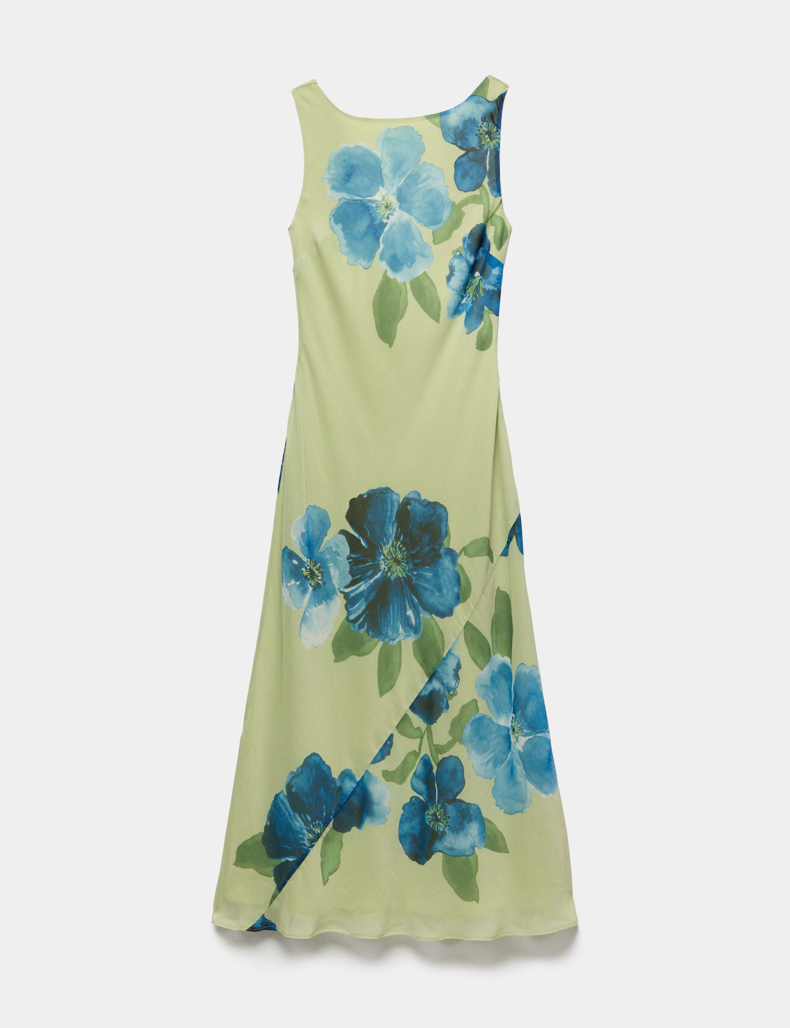 Floral Round Neck Midi Column Dress