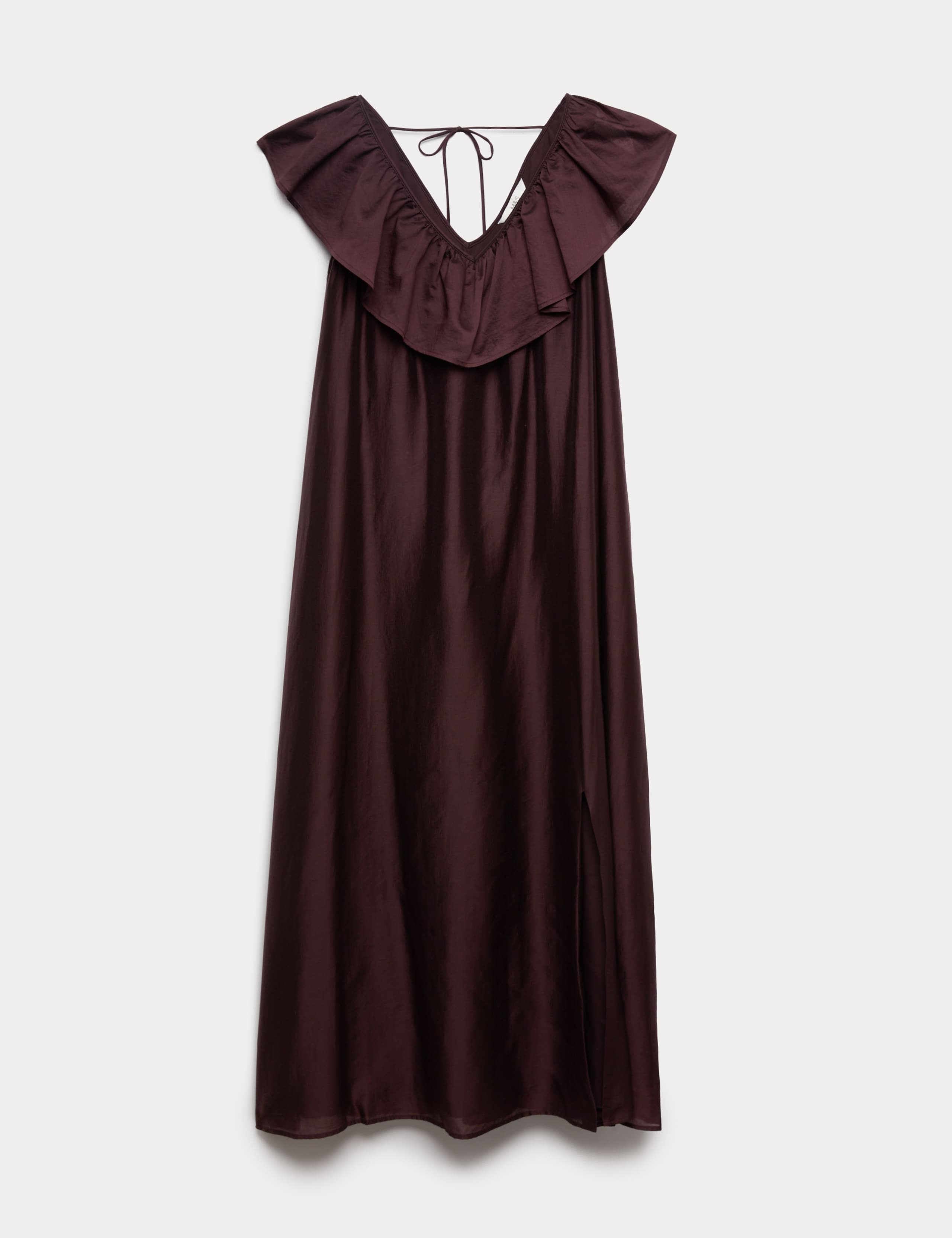 Lyocell Rich Frill V-Neck Midaxi Relaxed Dress
