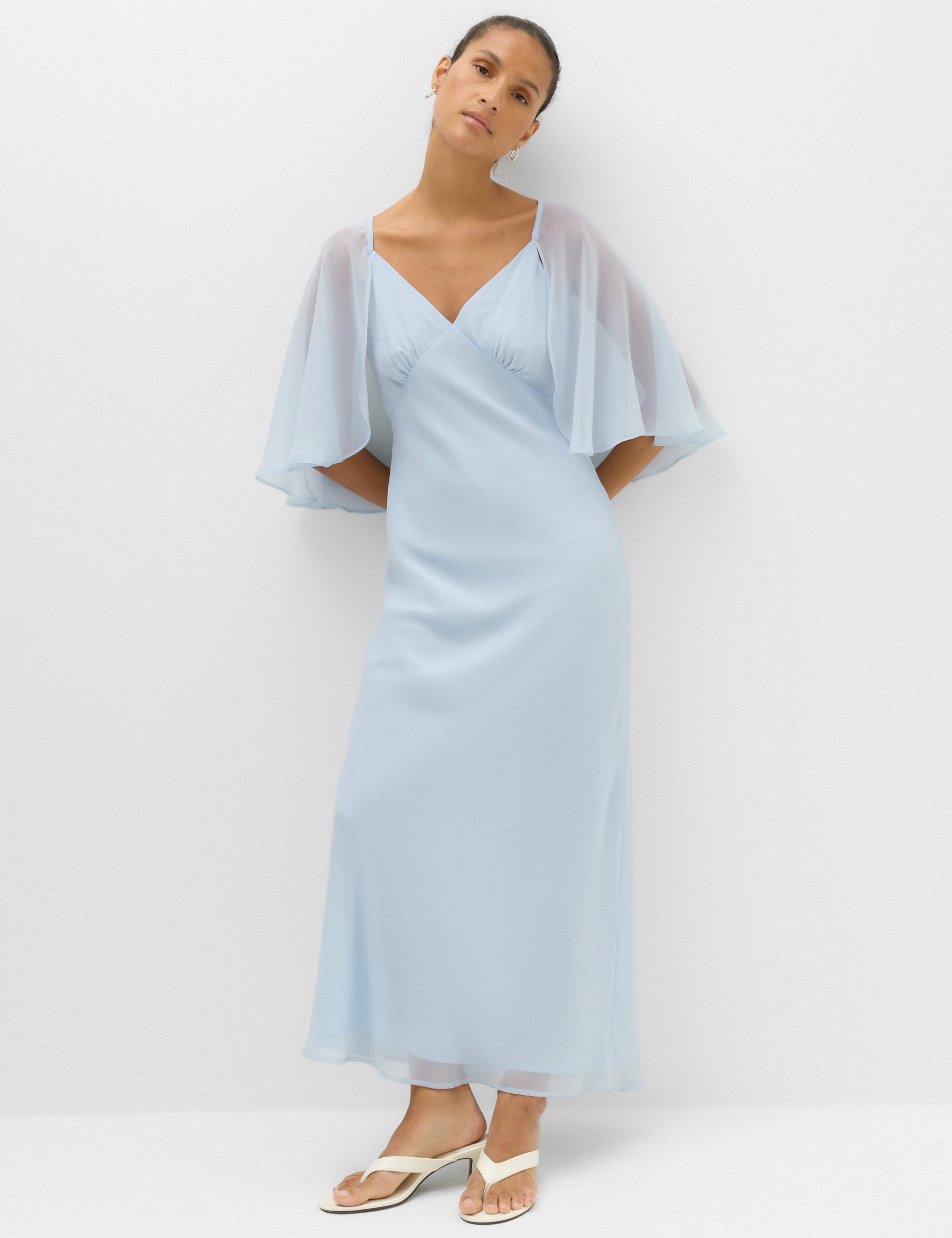 Cape V-Neck Maxi Dress