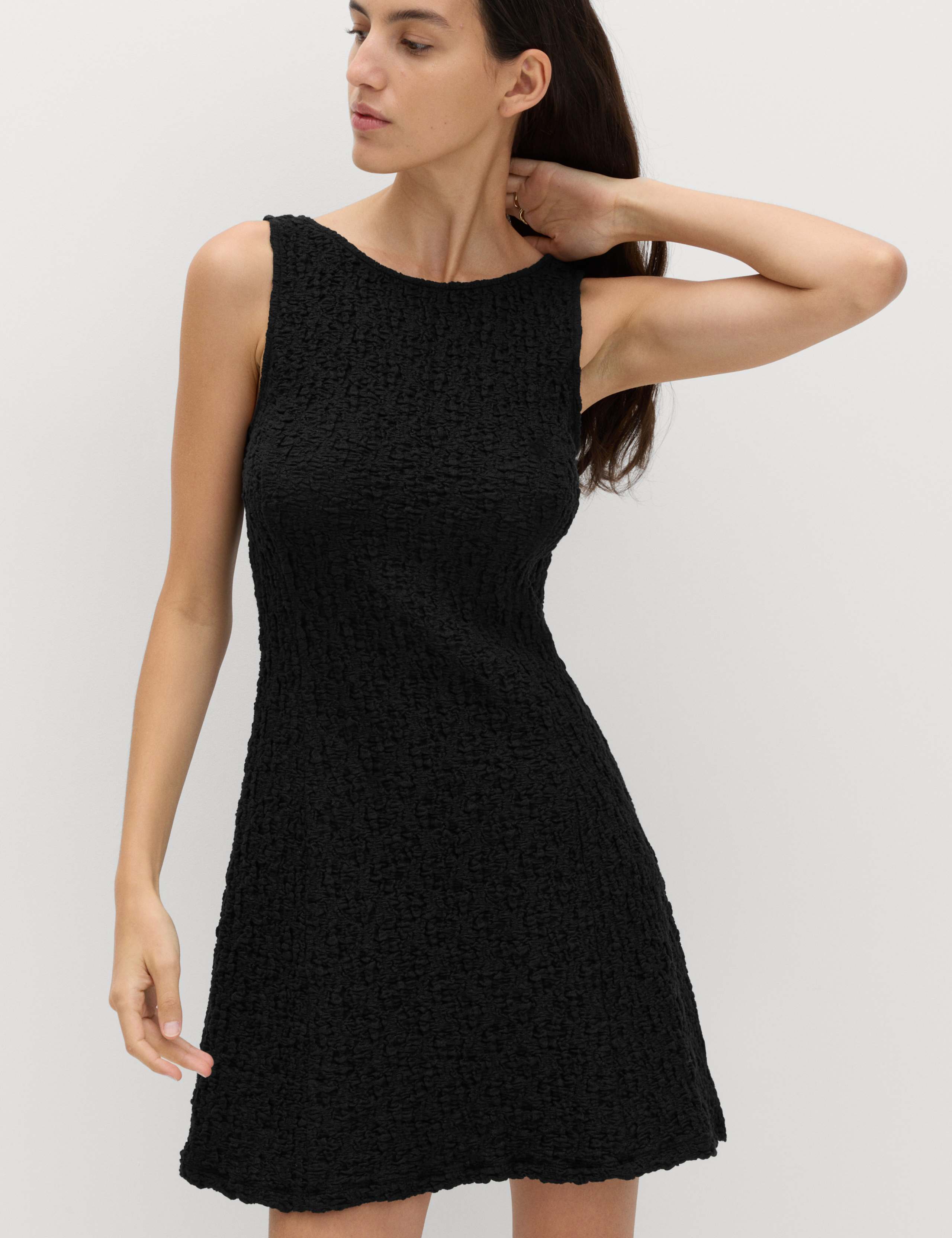 Cotton Rich Textured Mini Column Dress