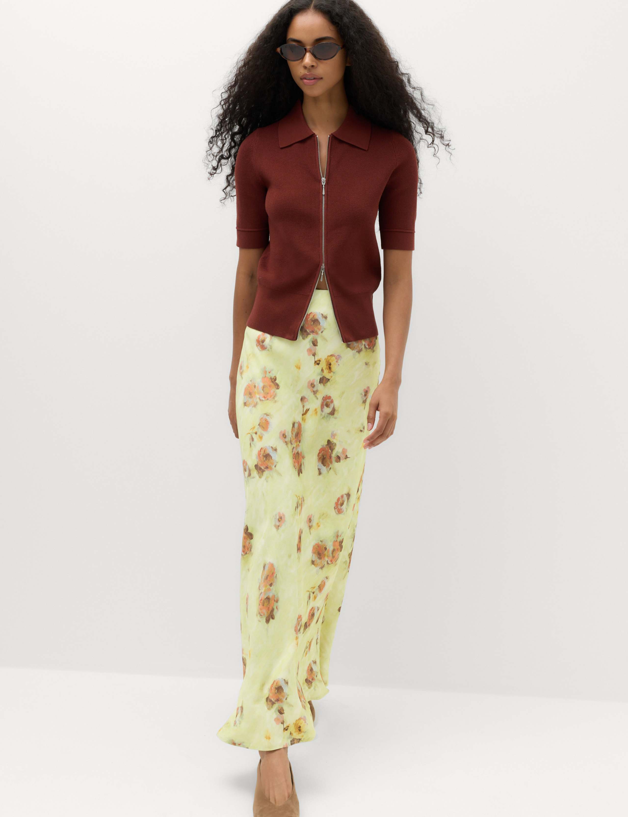 Floral Maxi A-Line Skirt