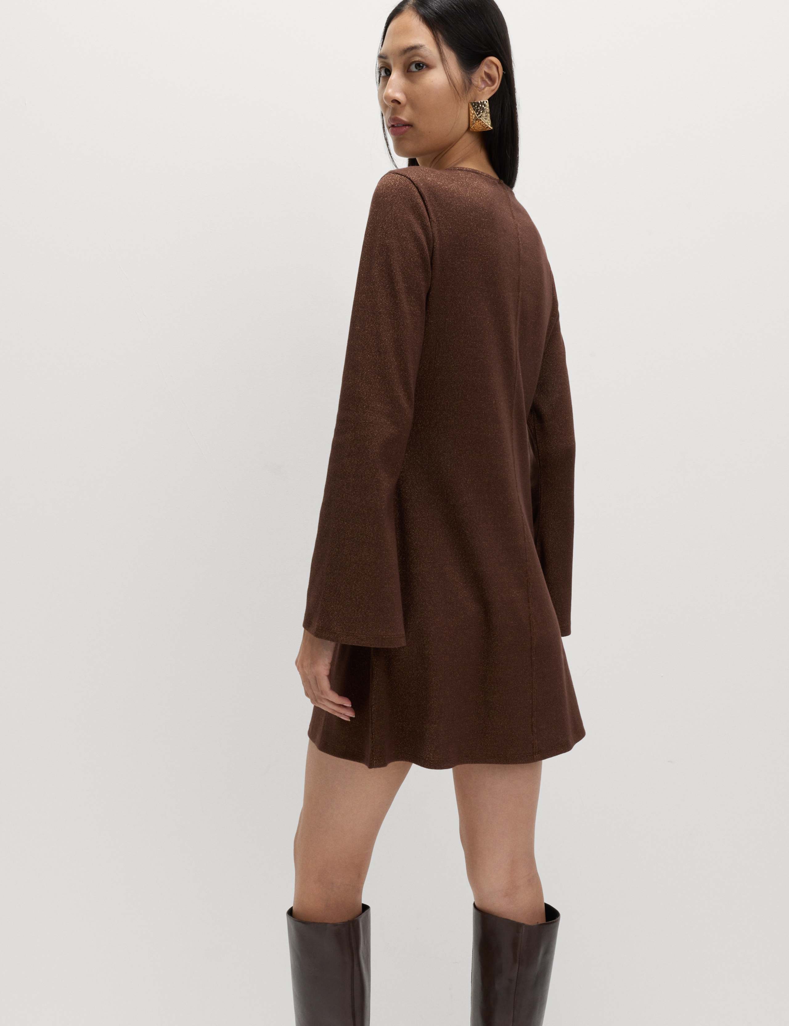 Jersey Ribbed Sparkly Mini Skater Dress