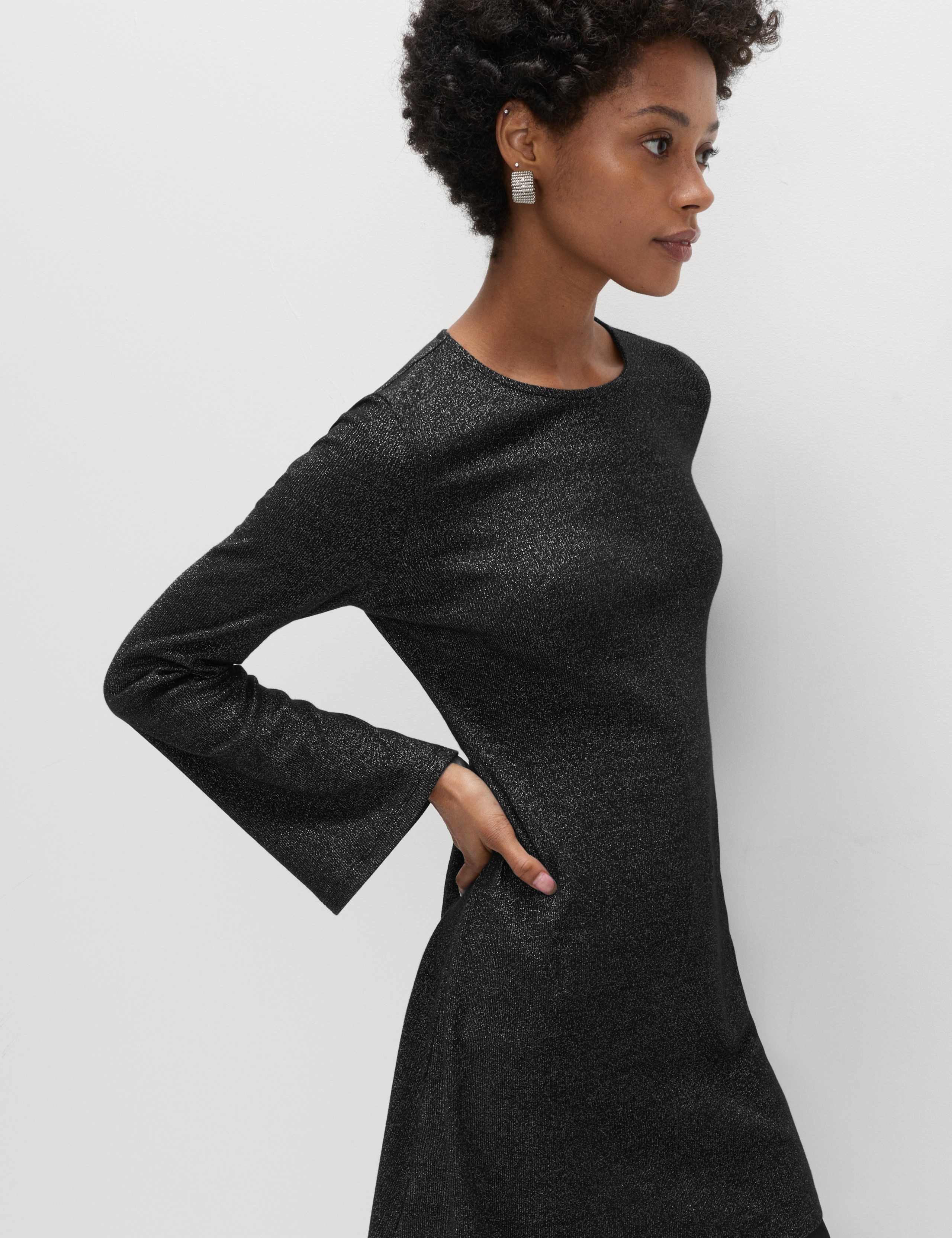 Jersey Ribbed Sparkly Mini Skater Dress