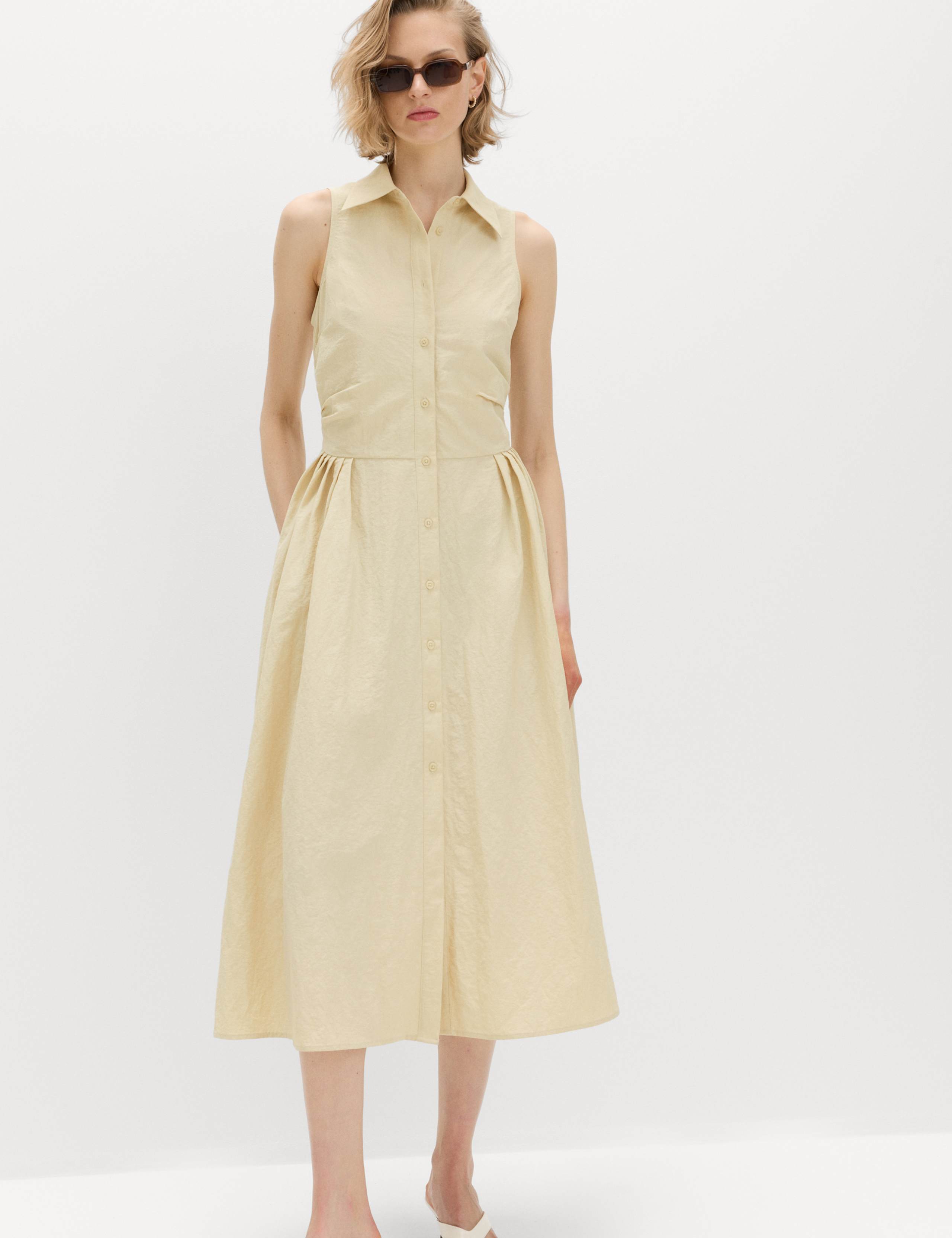 Button Through Midi Shirt Dress