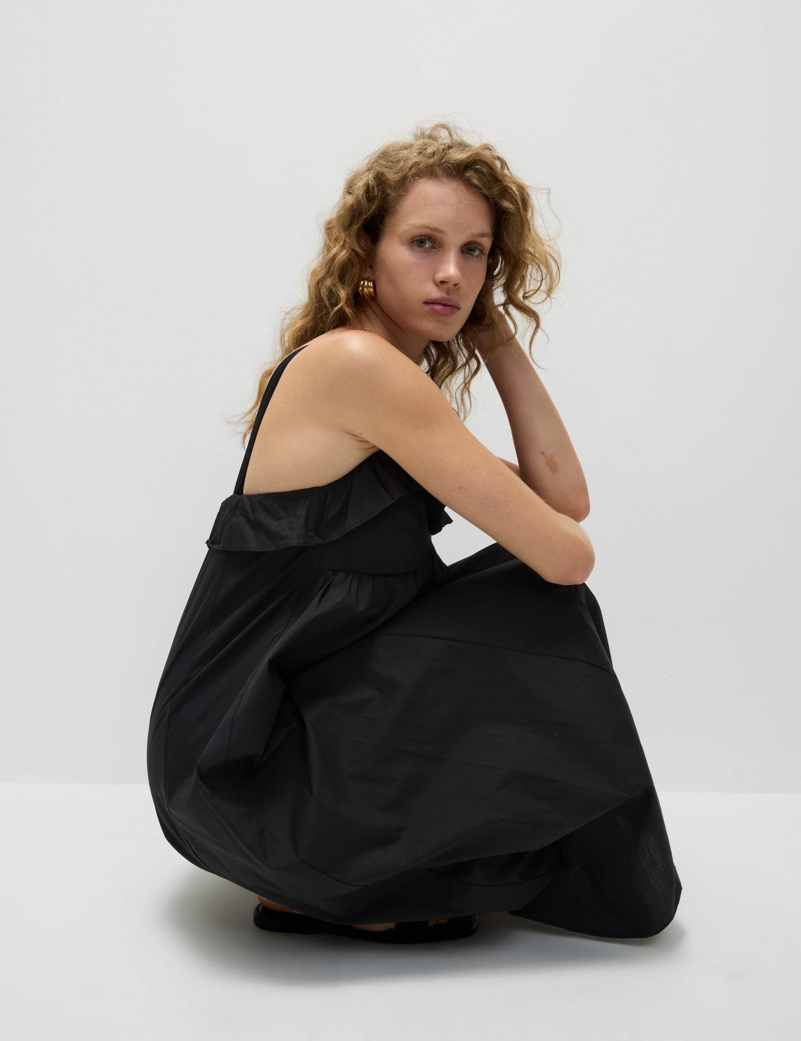 Pure Cotton Ruffle Midaxi Cami Dress