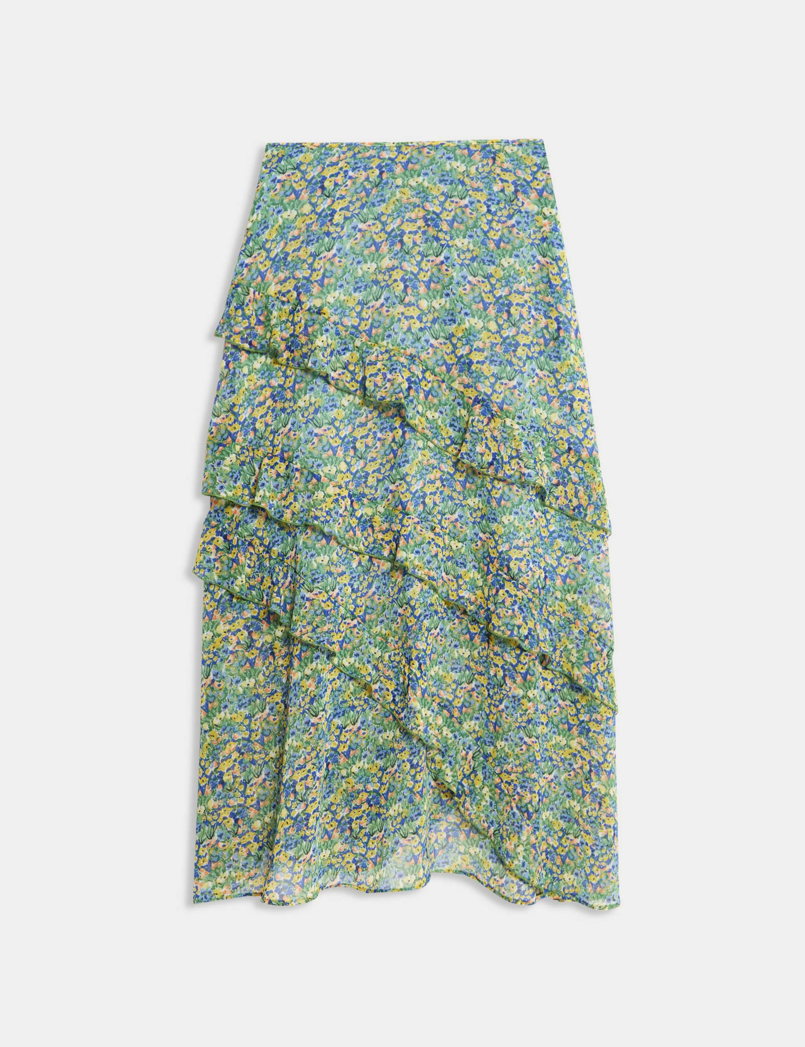 Ditsy Floral Ruffle Midi Skirt