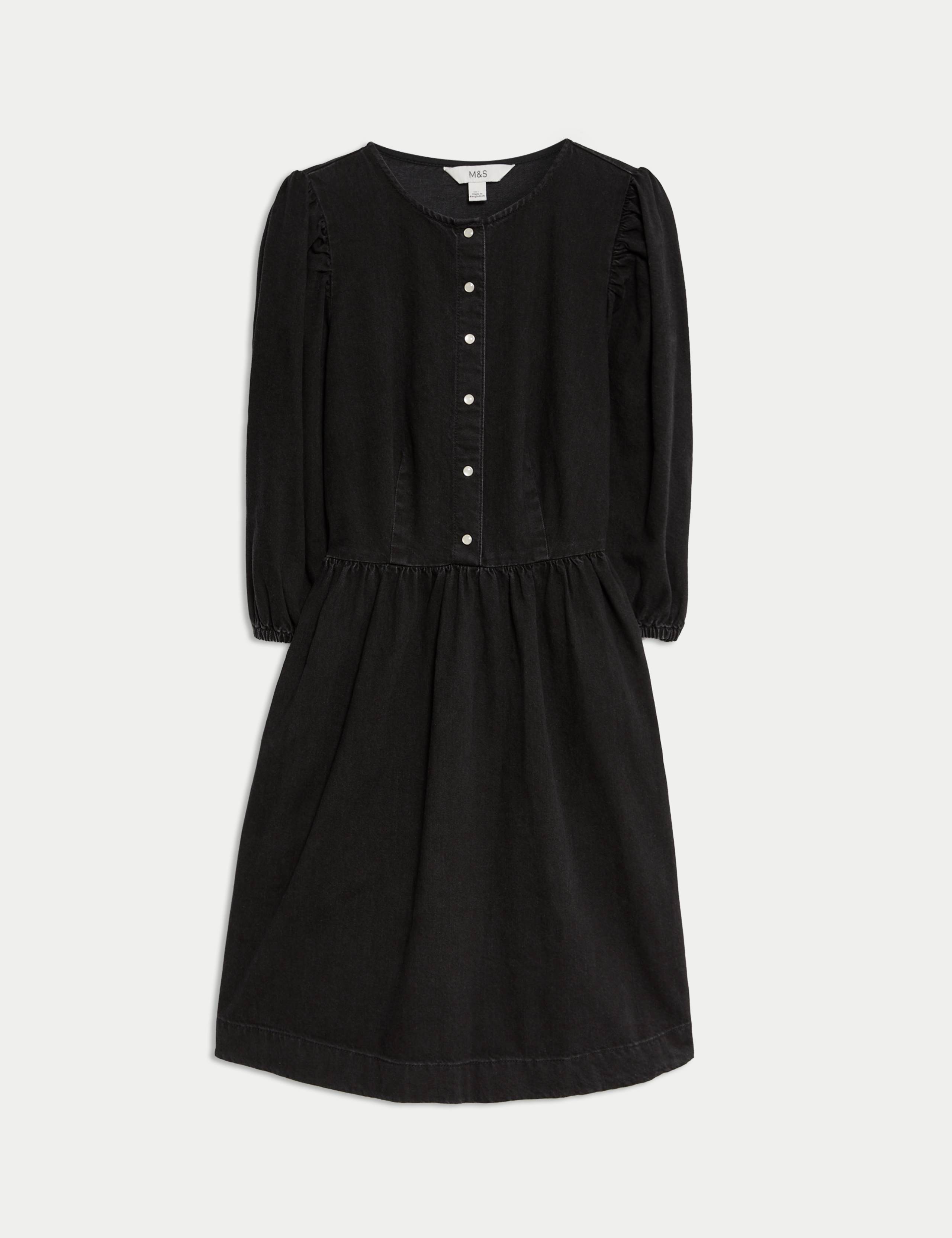 Pure Cotton Denim Mini Waisted Dress