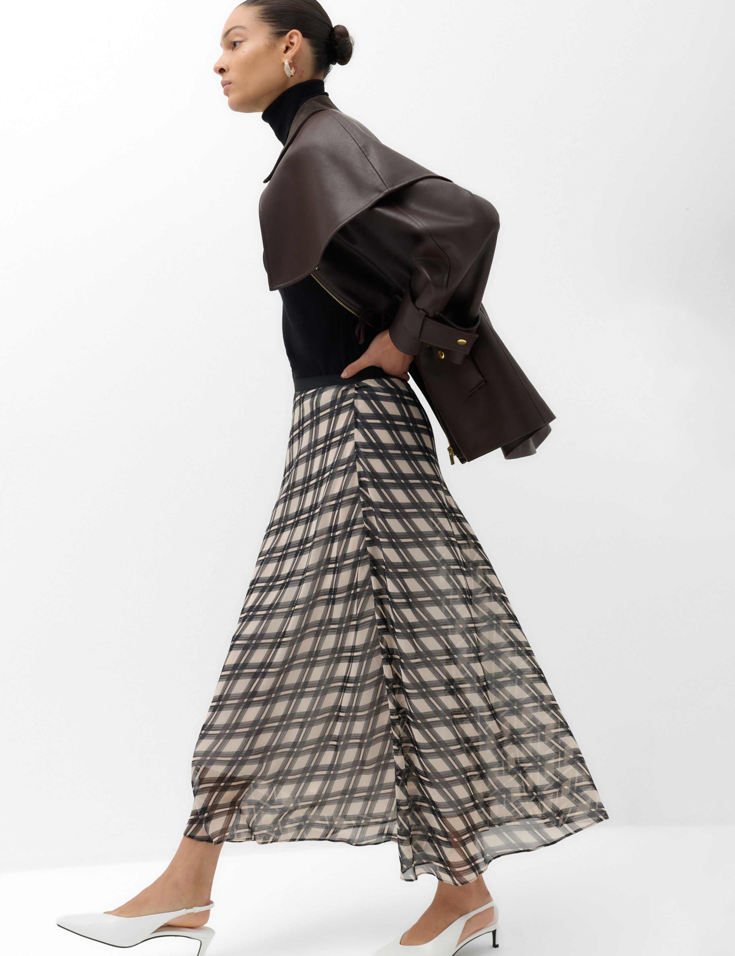 Checked Midi Circle Skirt