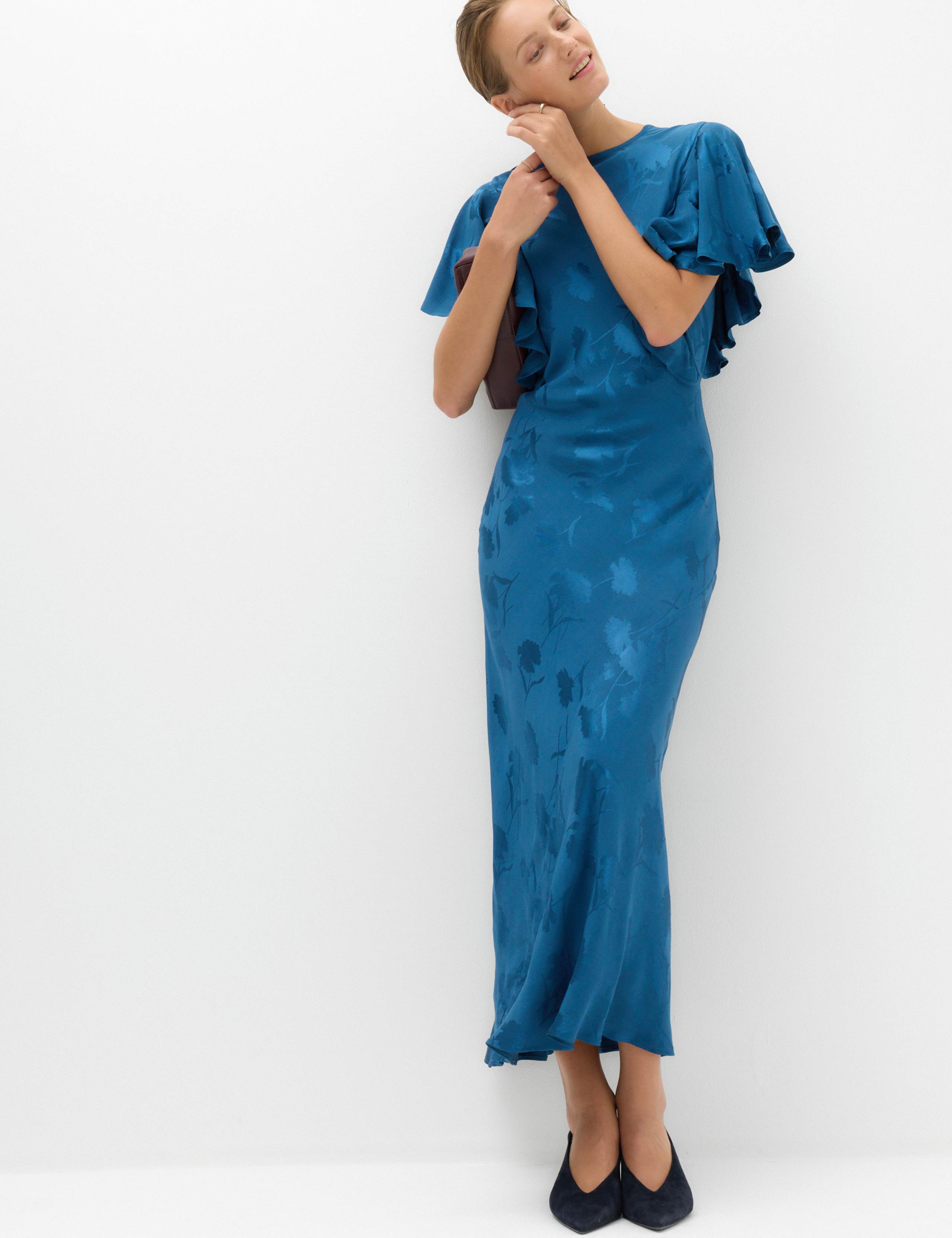 Satin Jacquard Midaxi Column Dress